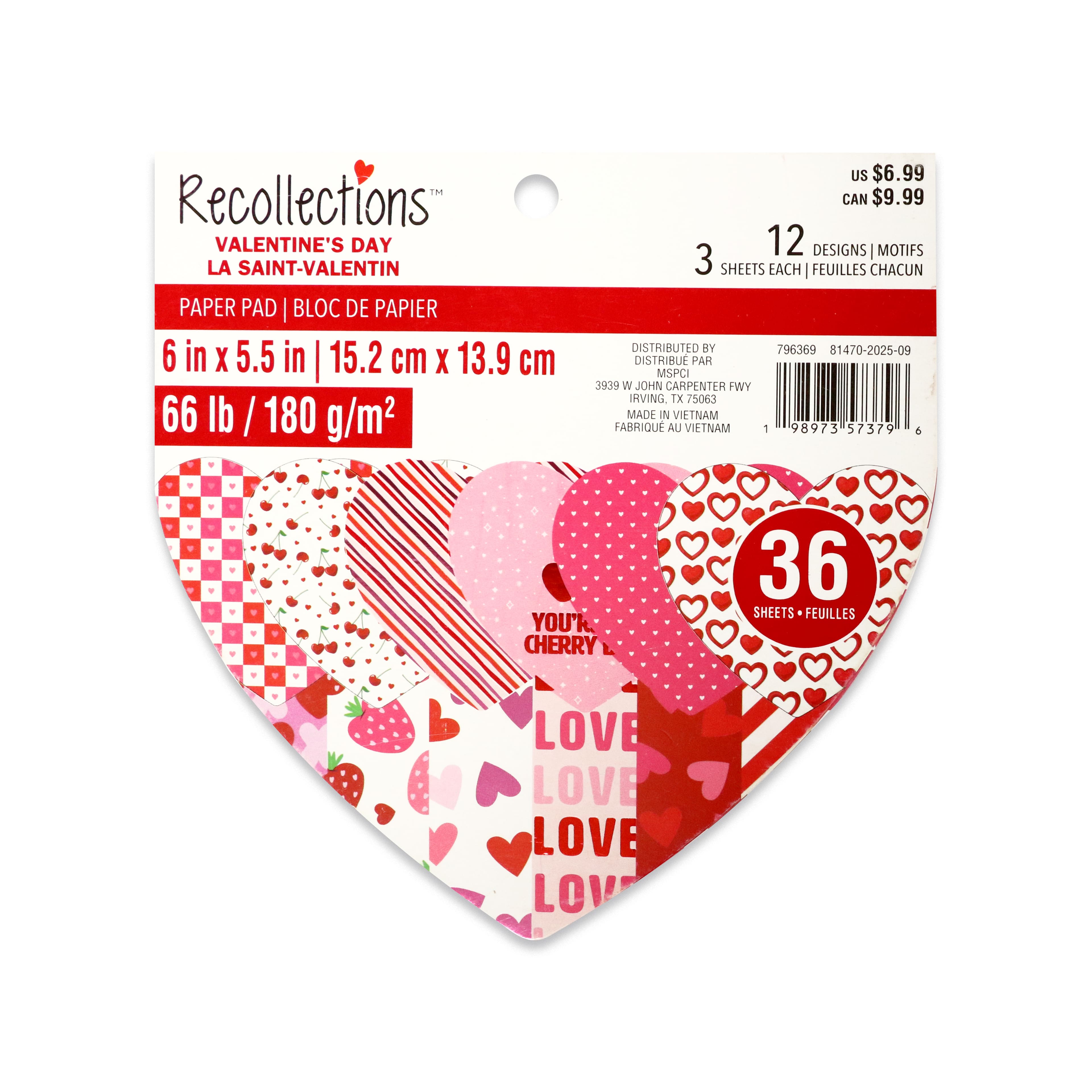Valentine's Day 6" x 5.5" Heart-Shaped Paper Pad by Recollections™, 36 Sheets
