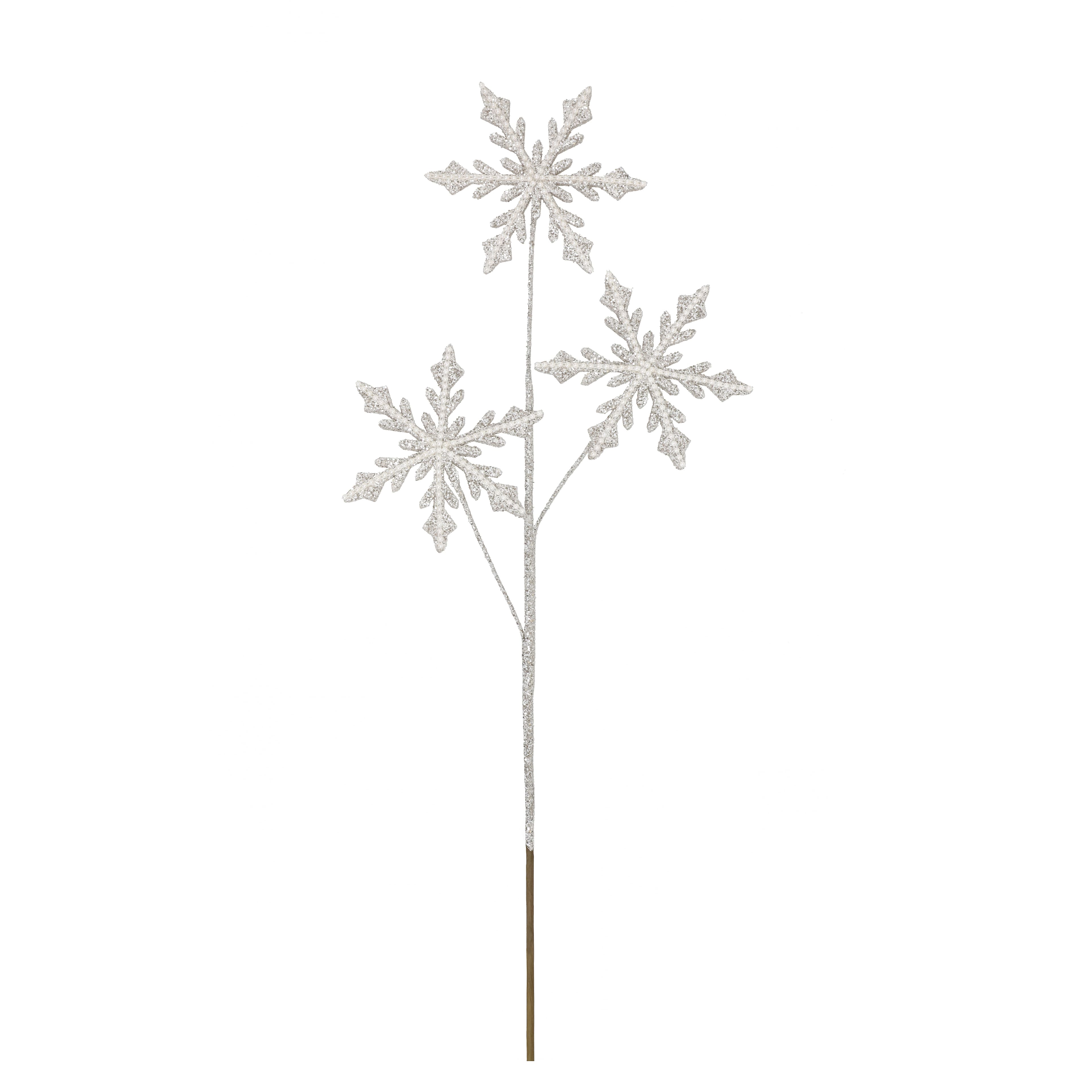 28.5&#x22; Silver Glittered Snowflake with Pearls Stem by Ashland&#xAE;