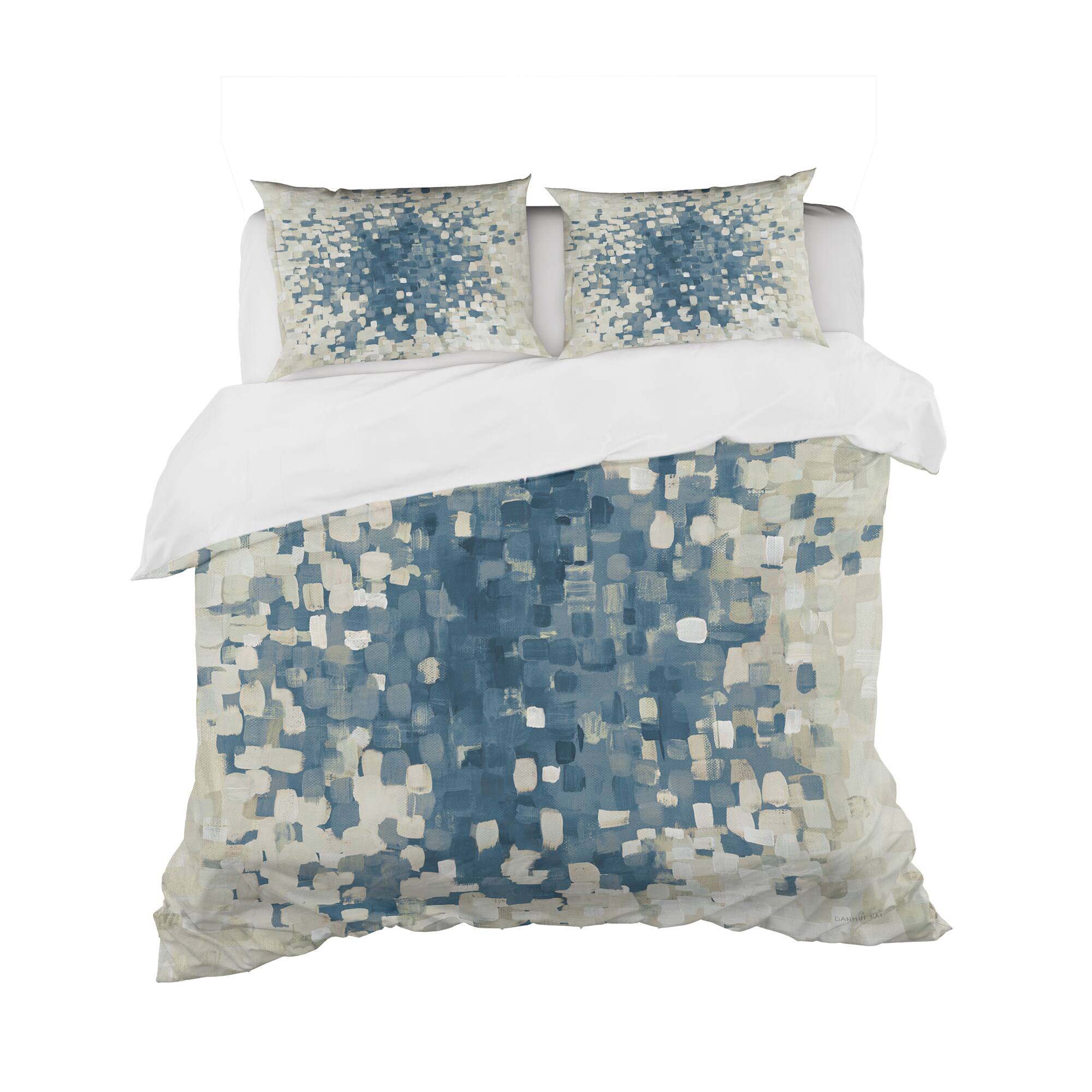 Designart &#x27;Geometric Blue Spots&#x27; Geometric Bedding Set - Duvet Cover &#x26; Shams
