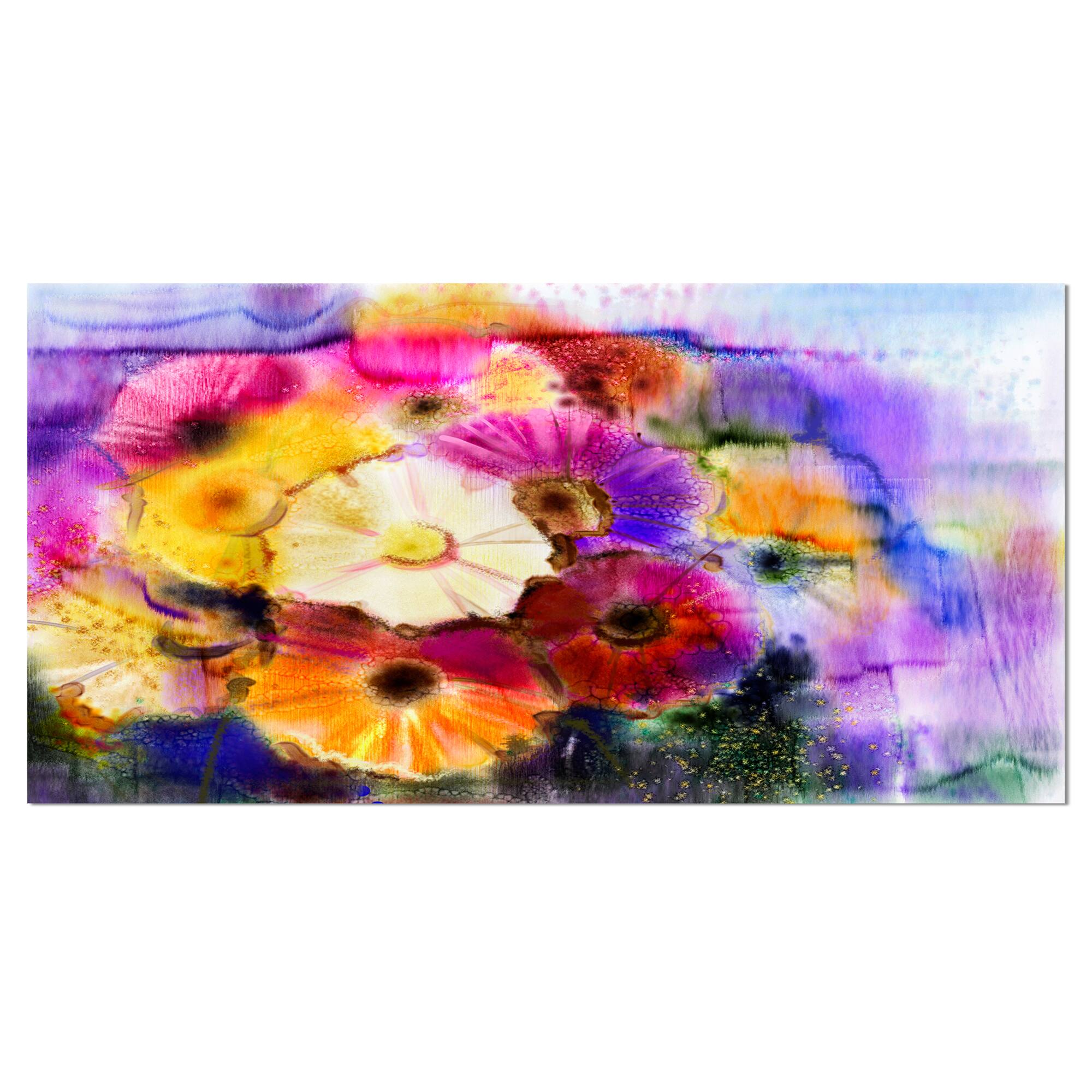Designart - Bunch of Colored Daisy Flowers - Large Floral Canvas Art Print