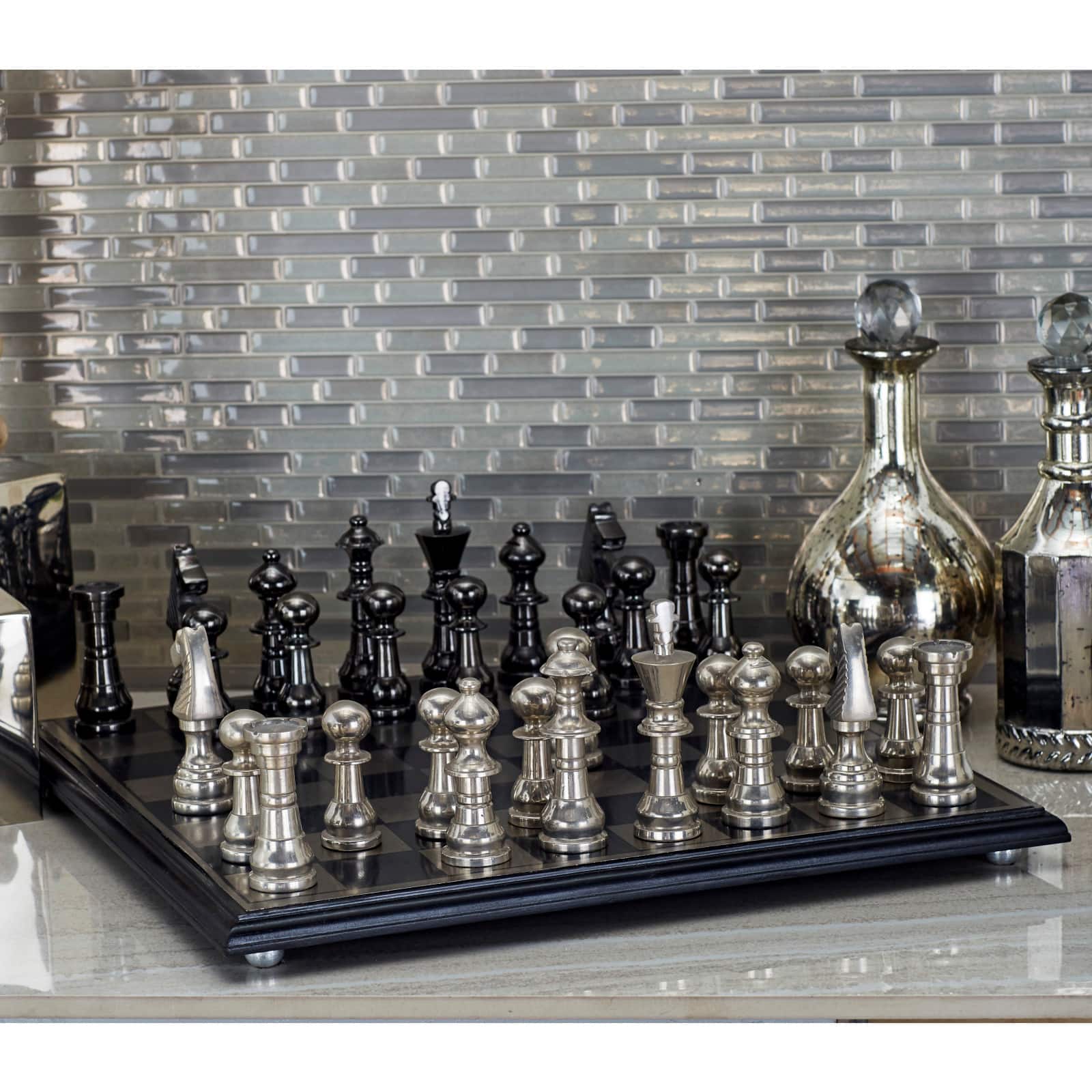Silver Aluminum Traditional Chess Game Set