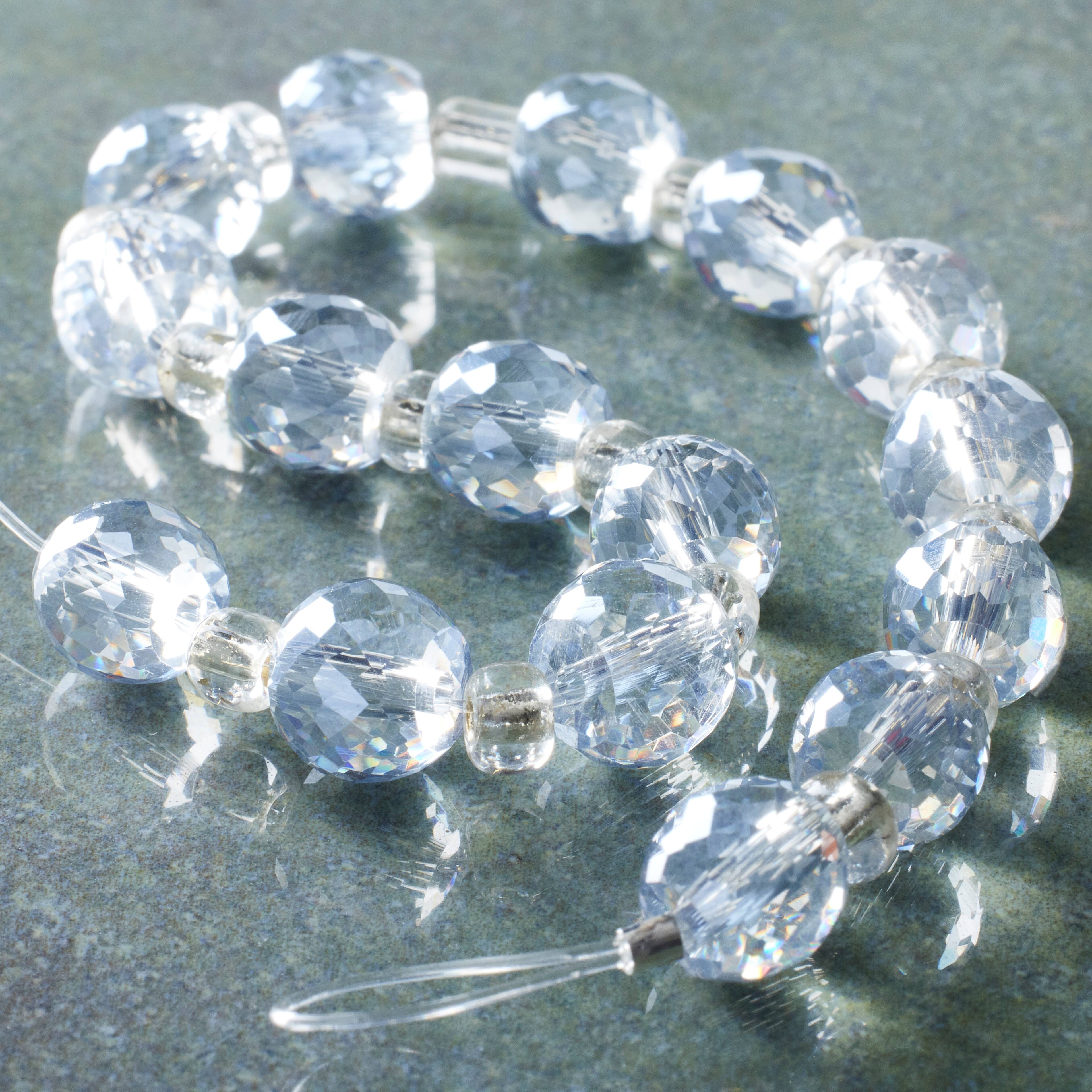12 Pack: Light Blue Glass Faceted Rondelle Beads, 8mm by Bead Landing™