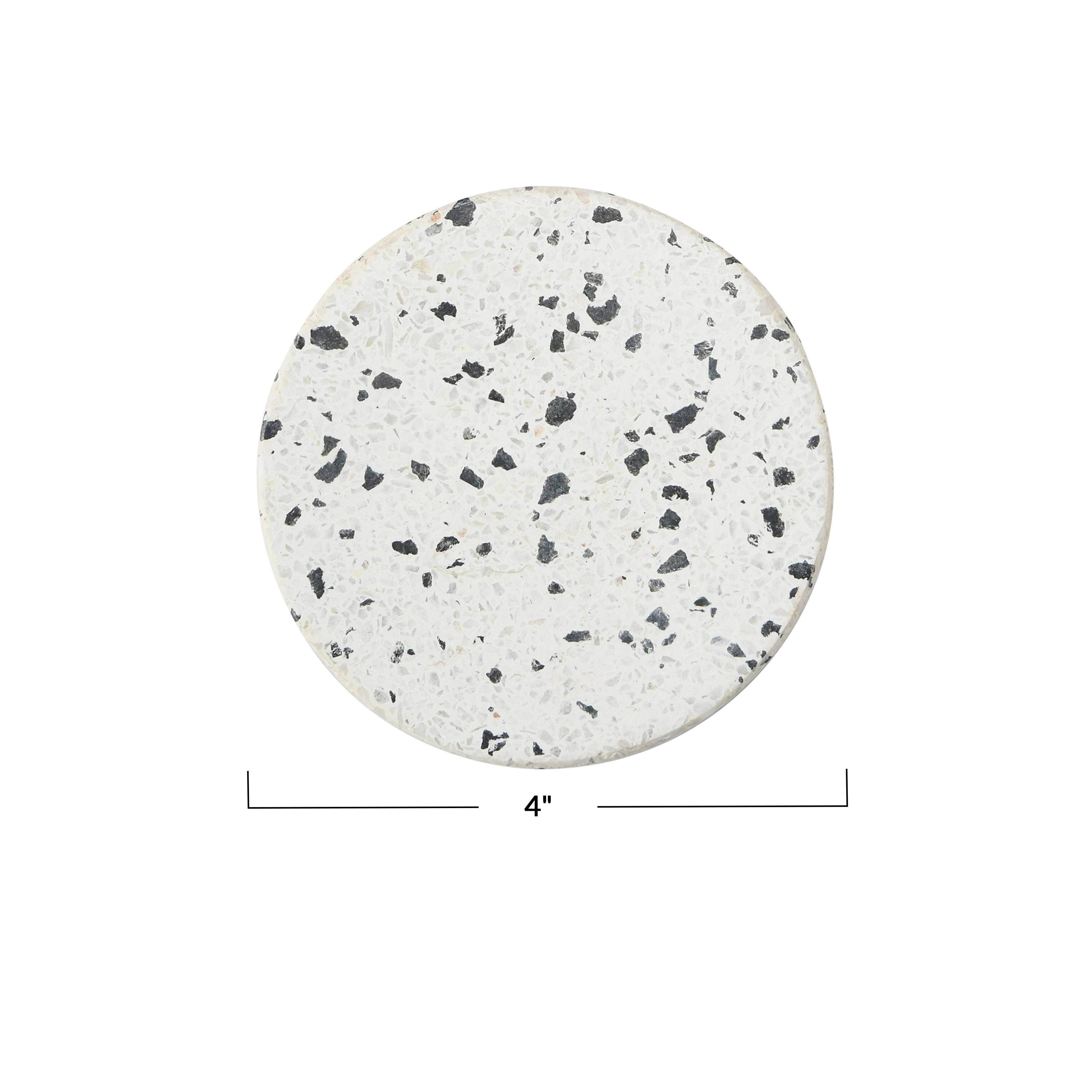 White Round Terrazzo Coaster Set