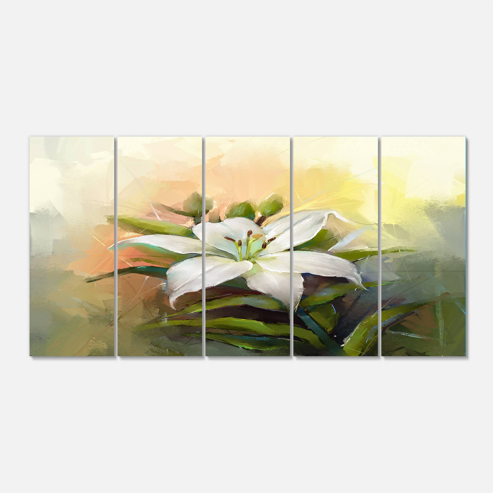 Designart - White Lily Flower Oil Painting - Large Floral Canvas Art Print
