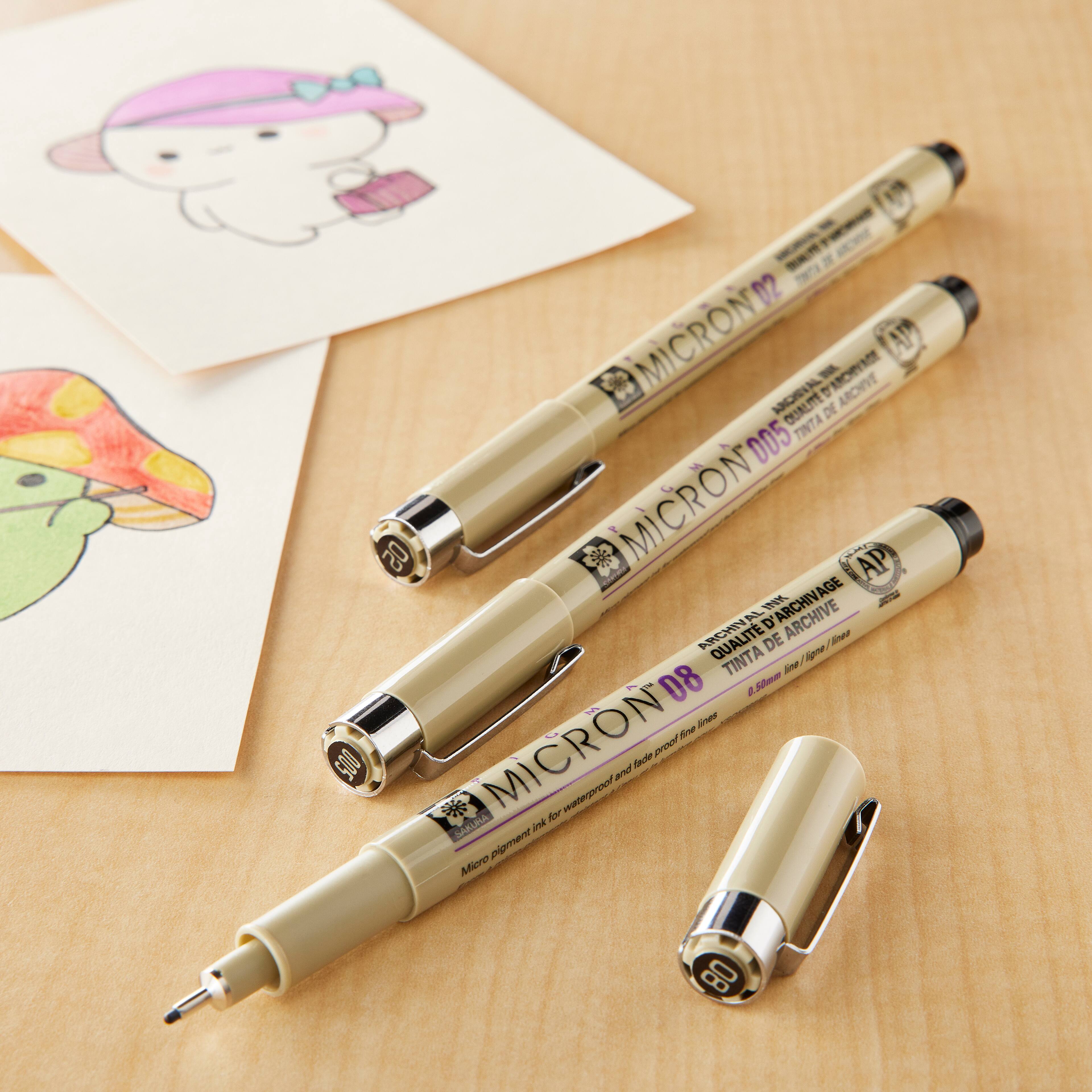 Pigma® Micron® Assorted Fine Tip Black Pens, 3 Pack