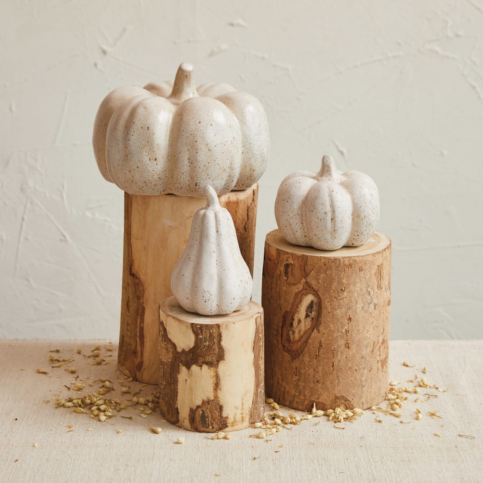 7.75&#x22; Cream Reactive Glaze Stoneware Pumpkin D&#xE9;cor