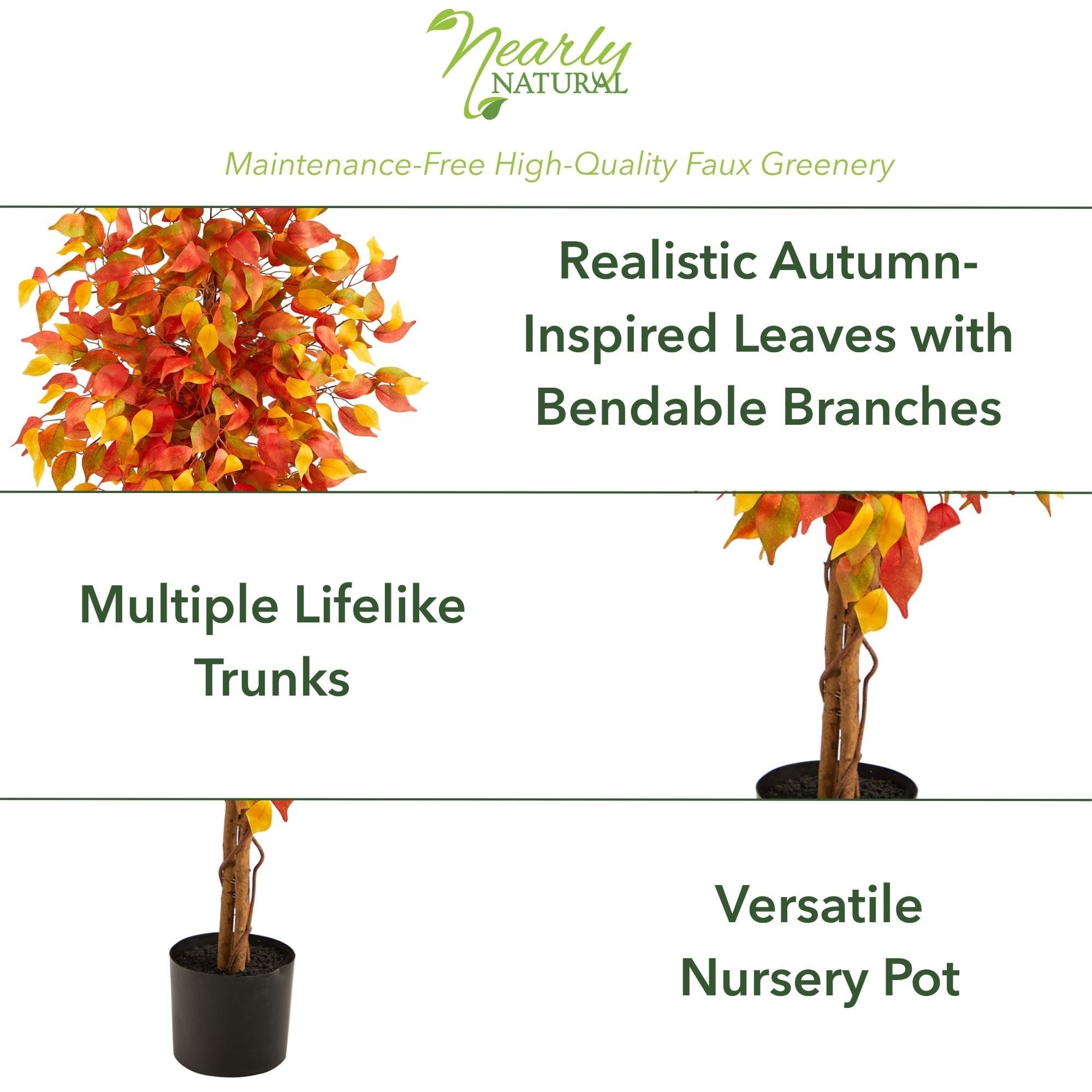 4ft. Orange Autumn Ficus Artificial Fall Tree