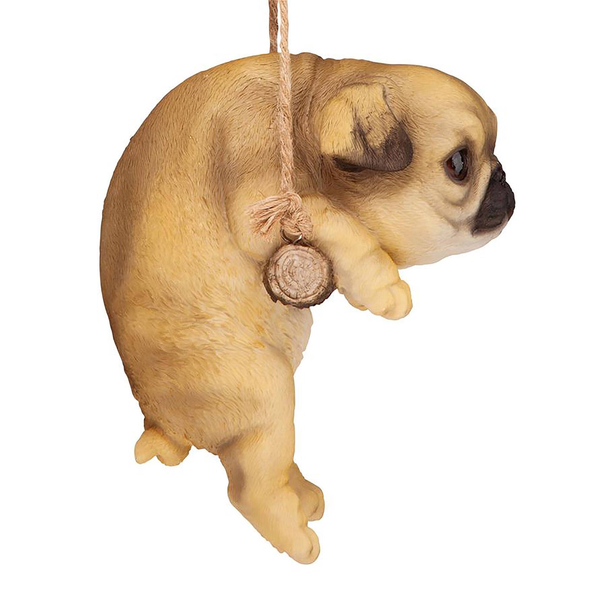 Design Toscano 8" Pug Puppy on a Perch Hanging Dog Sculpture