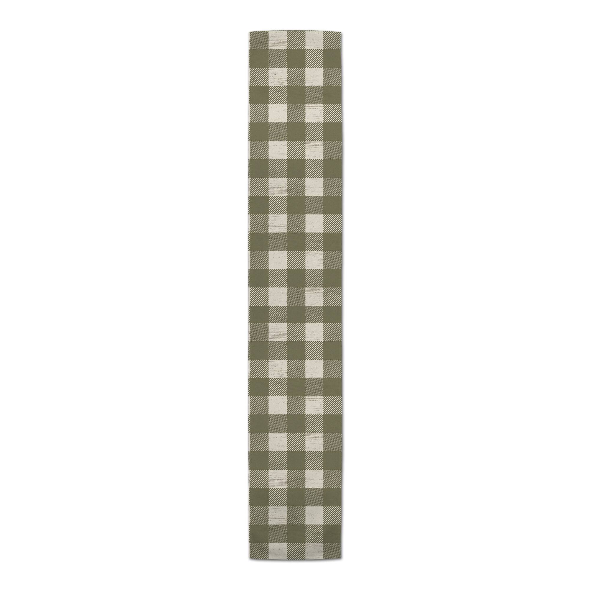 72" Green Buffalo Check Cotton Twill Runner
