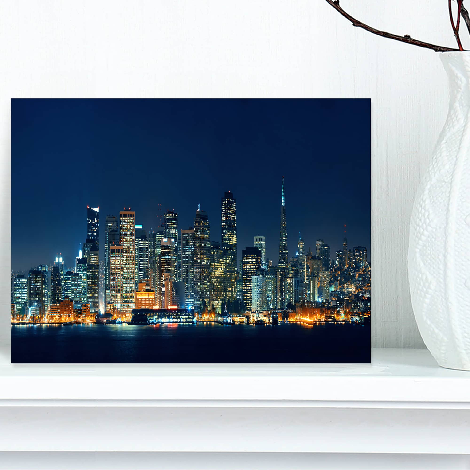 Designart - San Francisco Skyline at Night - Cityscape Canvas Print
