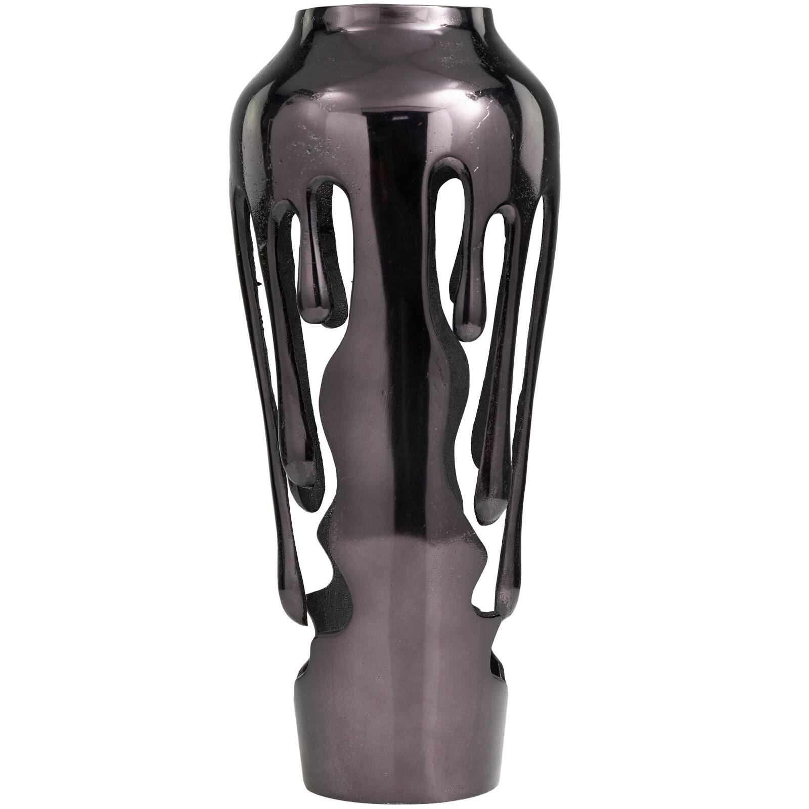 19" Black Aluminum Drip Vase with Melting Designed Body