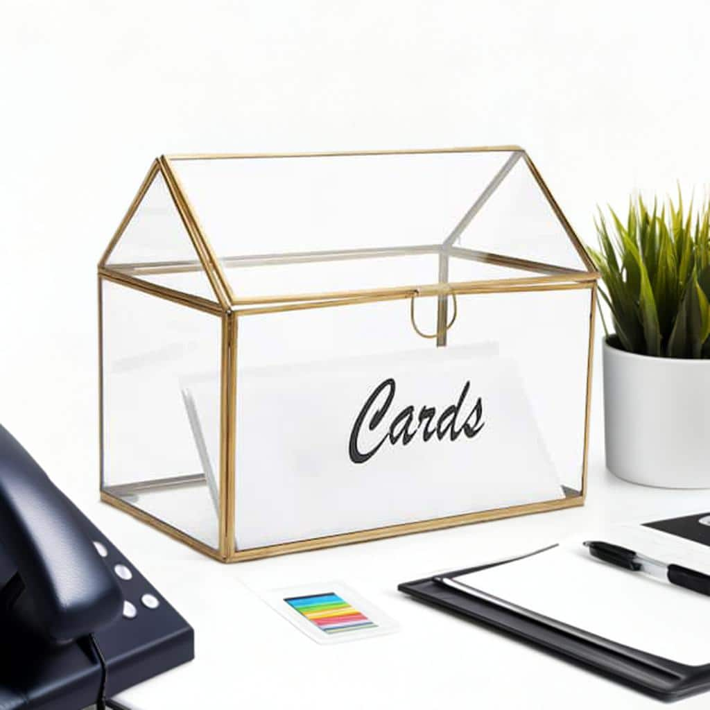 Mind Reader Clear Glass Card Box