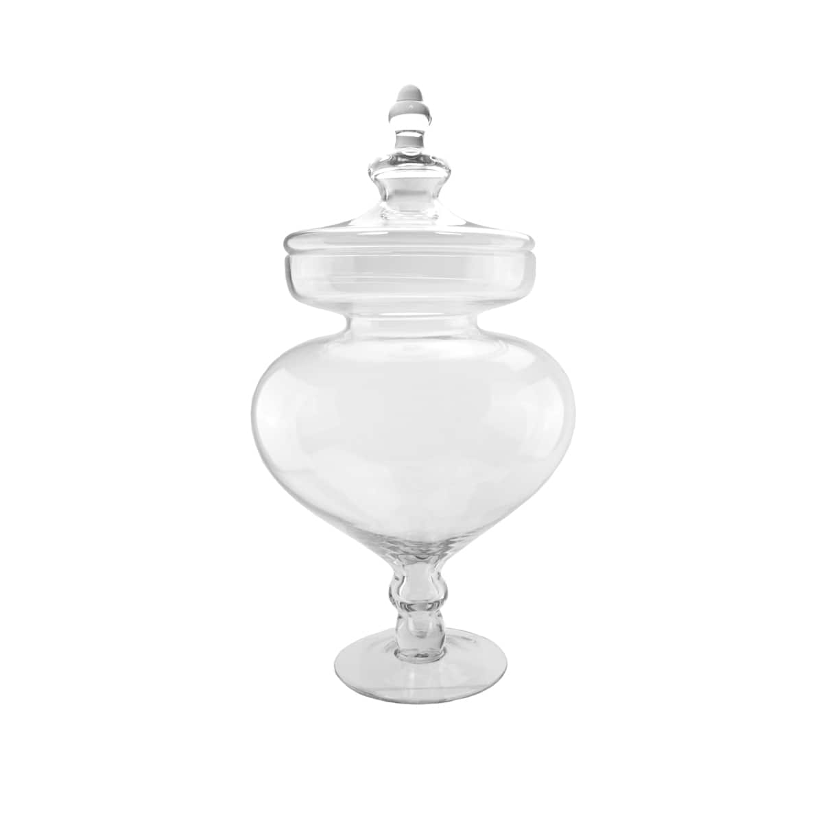 23 Large Transparent Glass Container with Finial Topped Lid