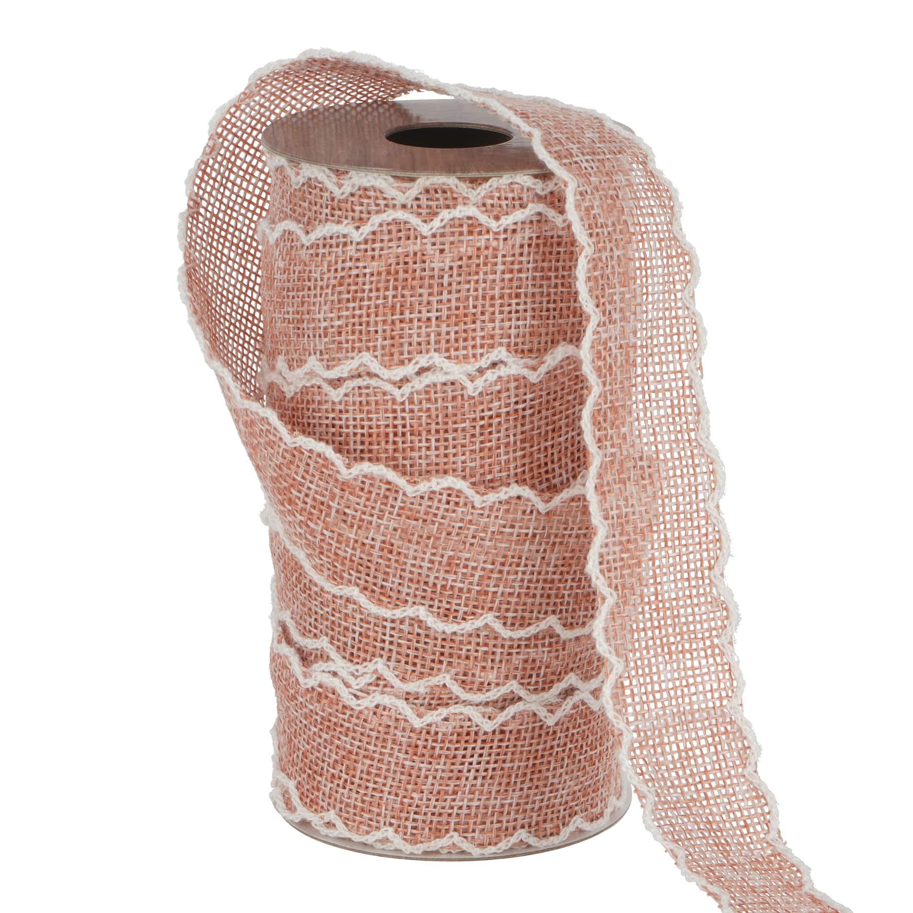 1&#x22; x 3yd. Faux Burlap Scallop Ribbon by Ashland&#xAE; English Romance