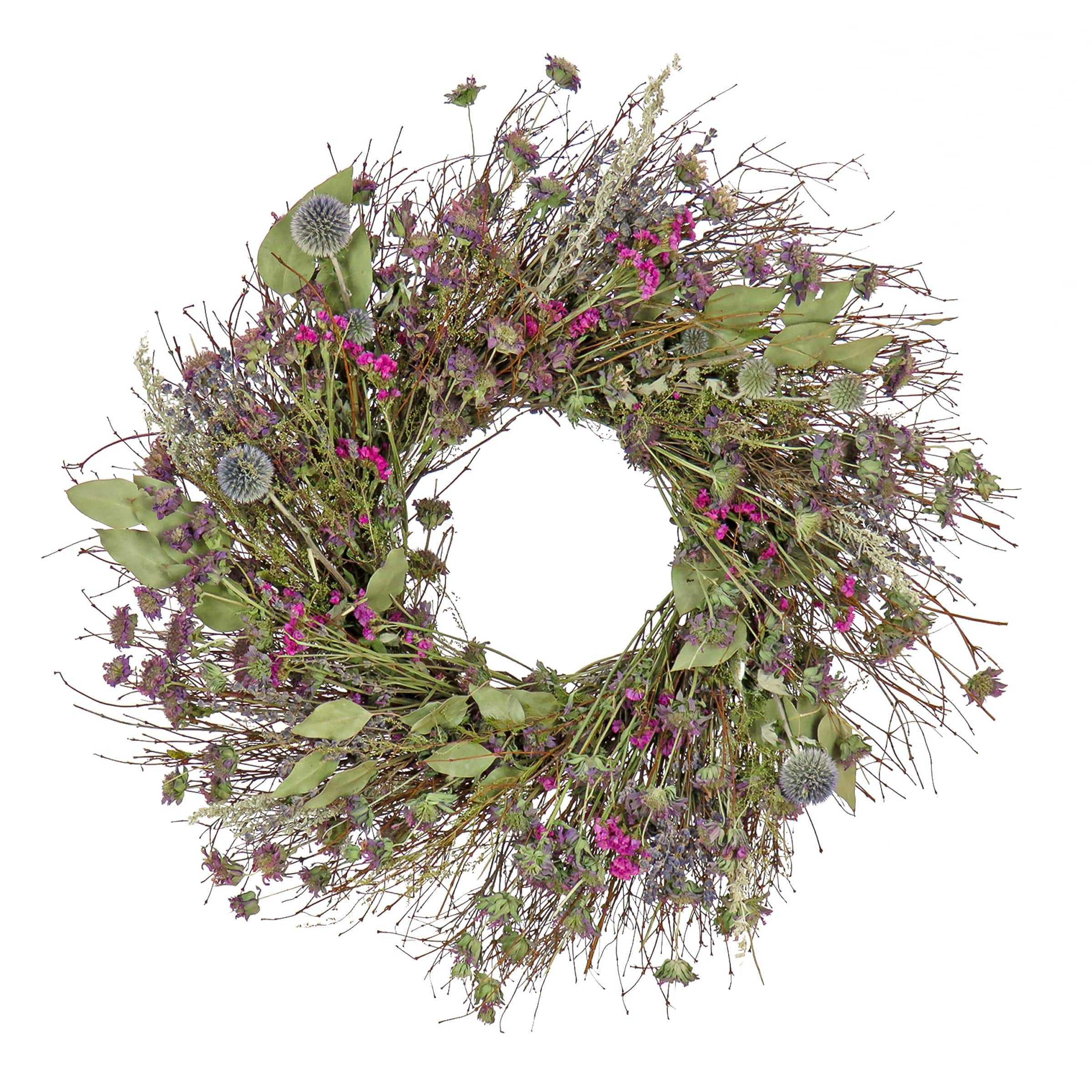 22&#x27;&#x27; Eucalyptus and Wildflowers Spring Wreath