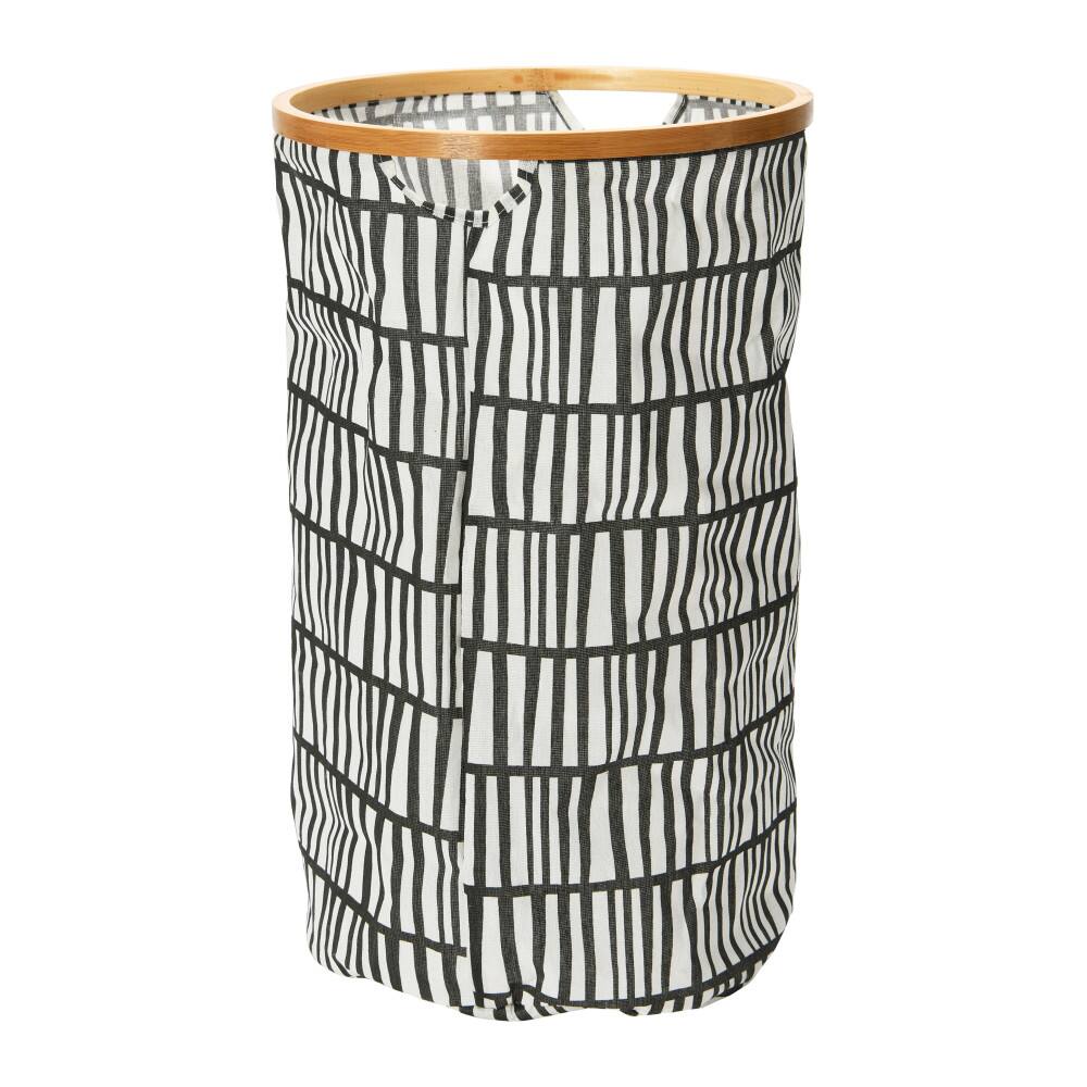 Household Essentials Krush Bamboo Rimmed Hamper (Round, Black)
