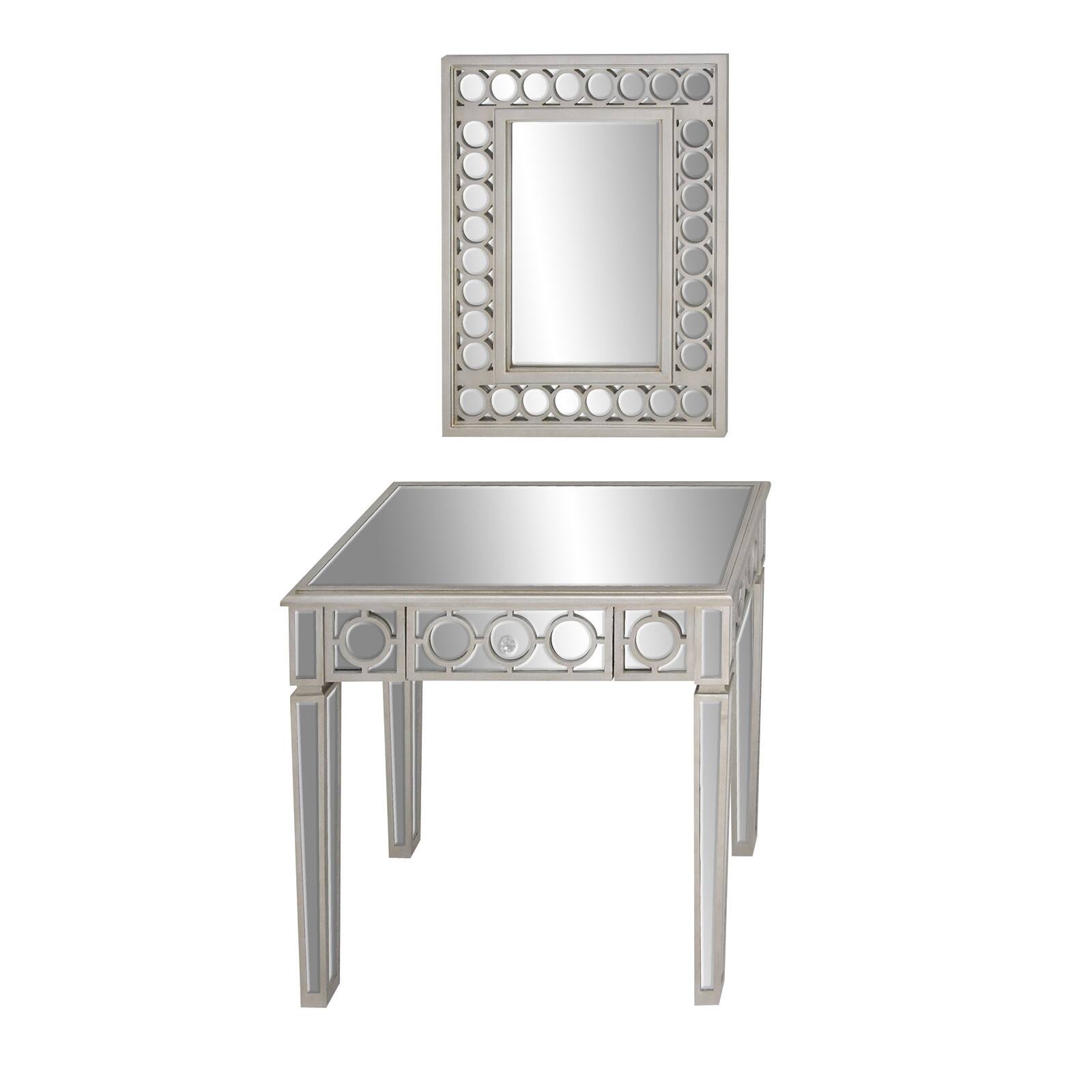 Set of 2 Grey Wood Glam Console Table, 31" x 31"