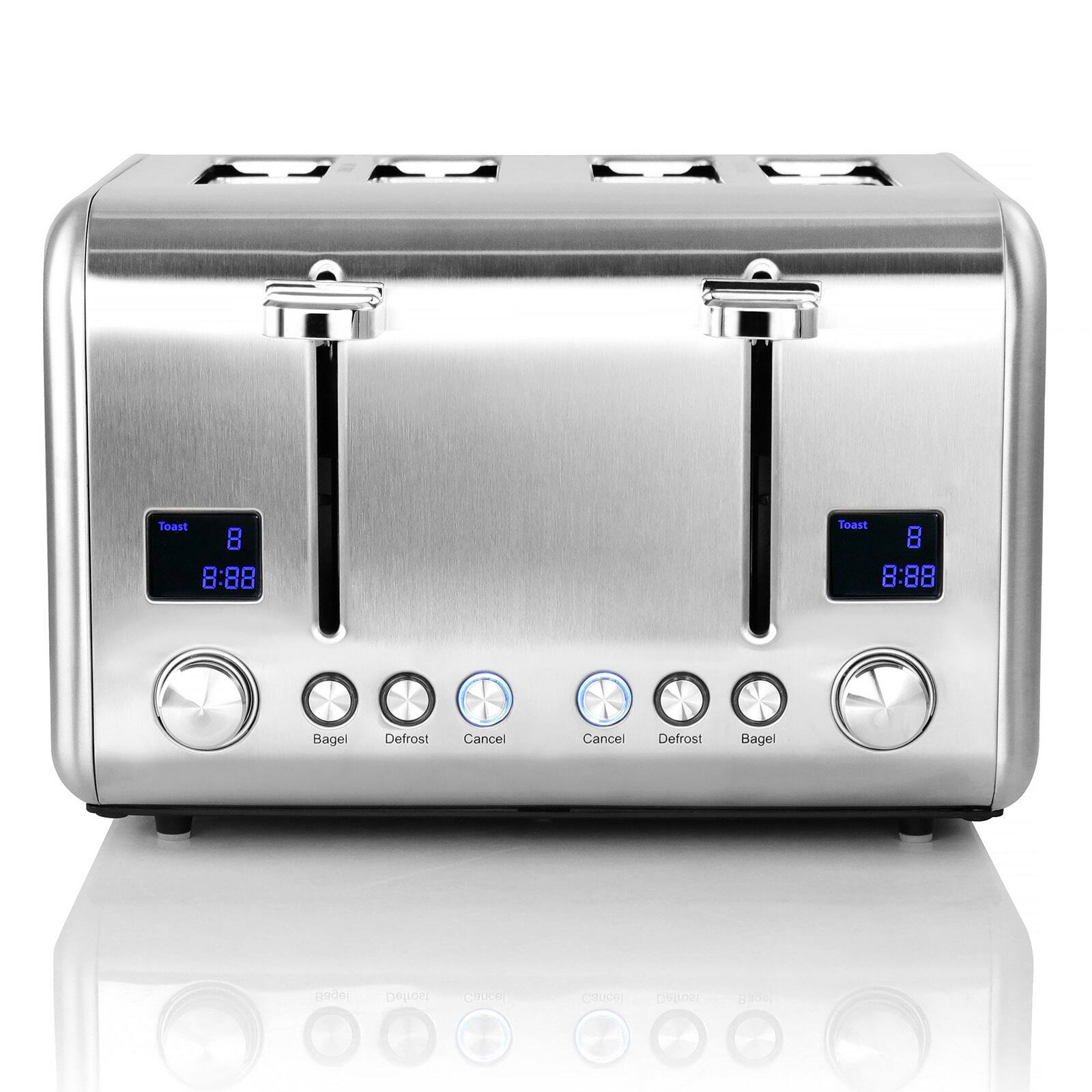 MegaChef Silver 4 Slice Toaster in Stainless Steel