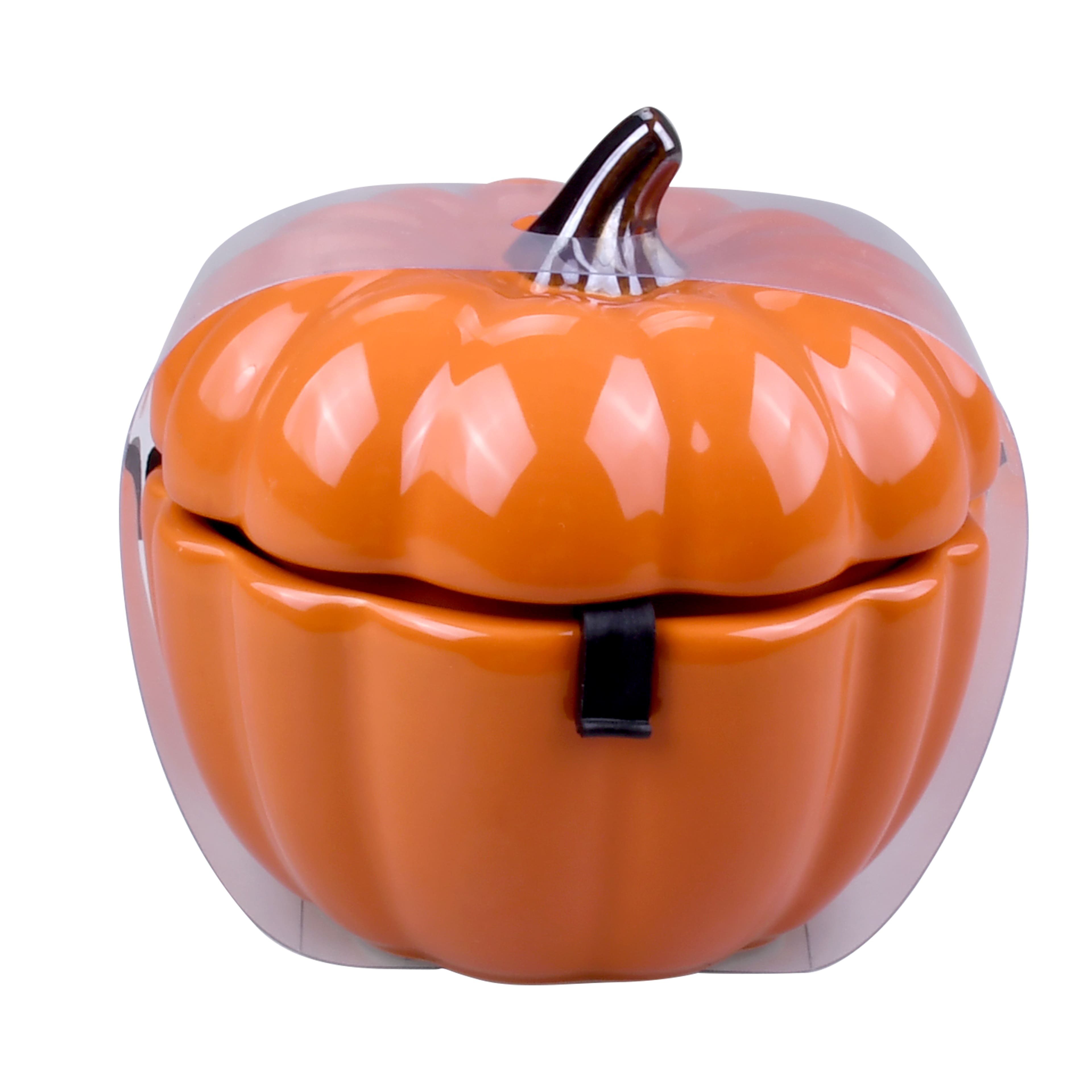 4.75&#x22; Orange Ceramic Pumpkin Cocotte by Makery&#x2122;