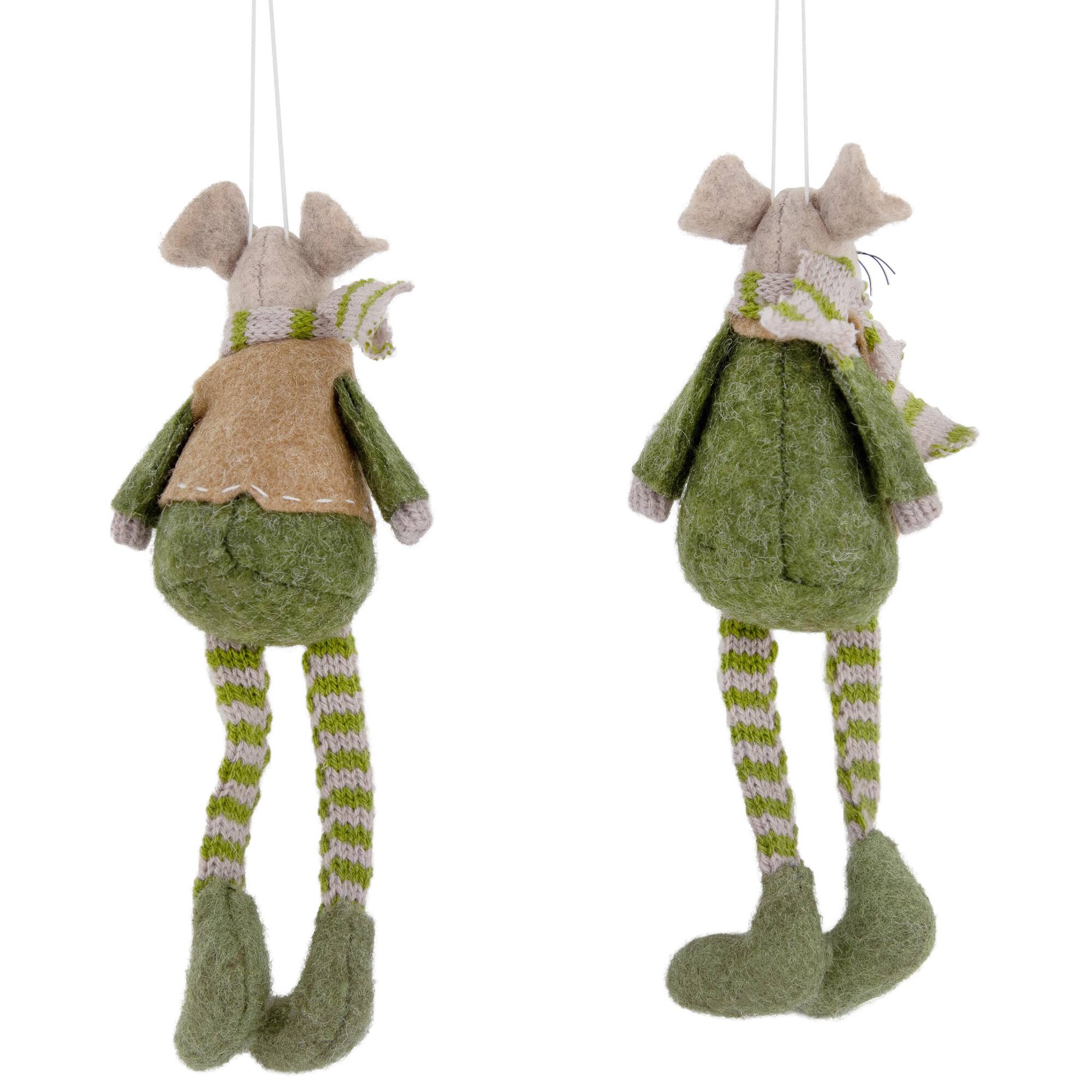 7.5&#x22; Boy &#x26; Girl Mice Christmas Ornaments Set