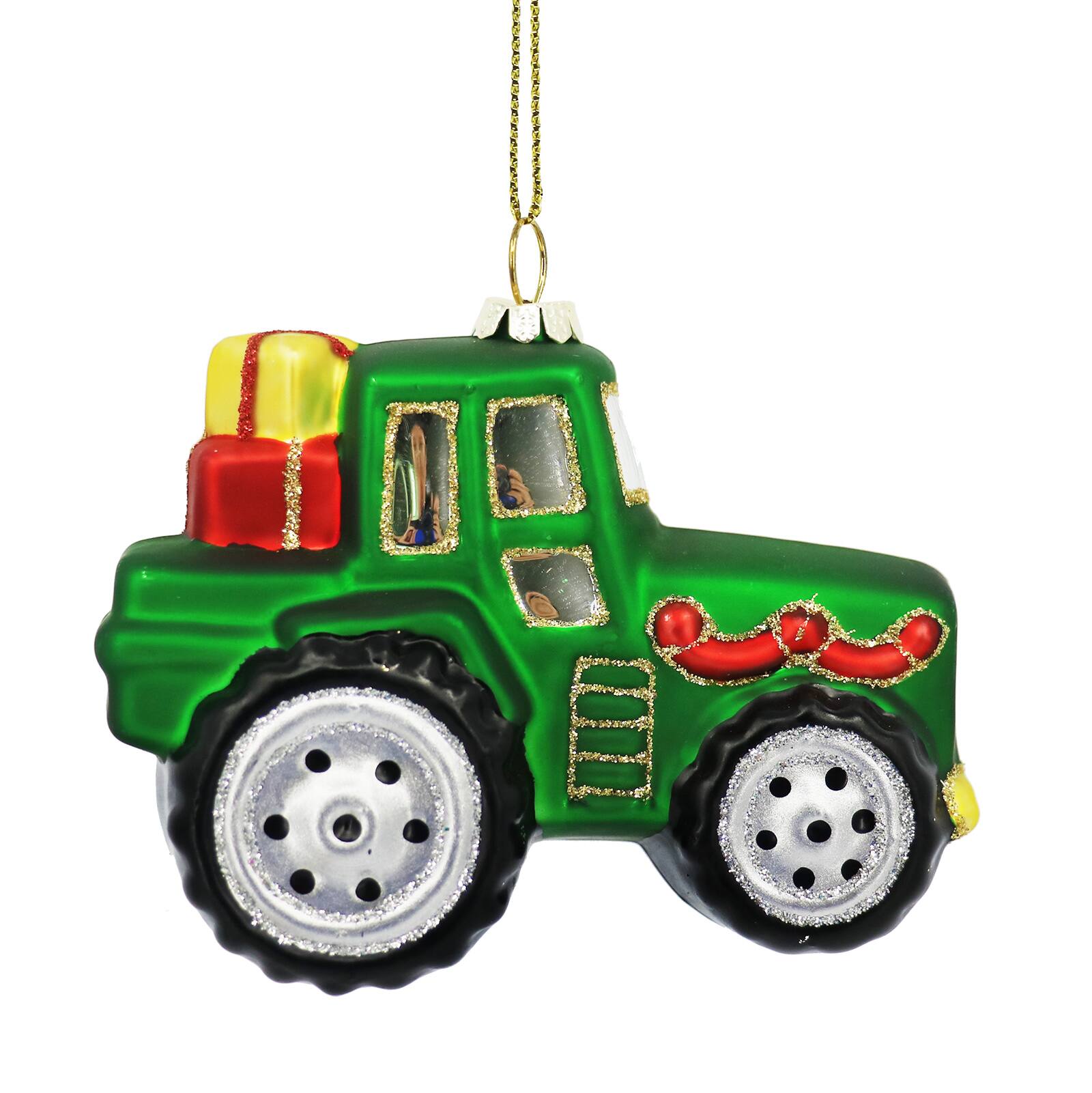 Ornement de tracteur en verre vert de 10,2 cm d&#x27;Ashland