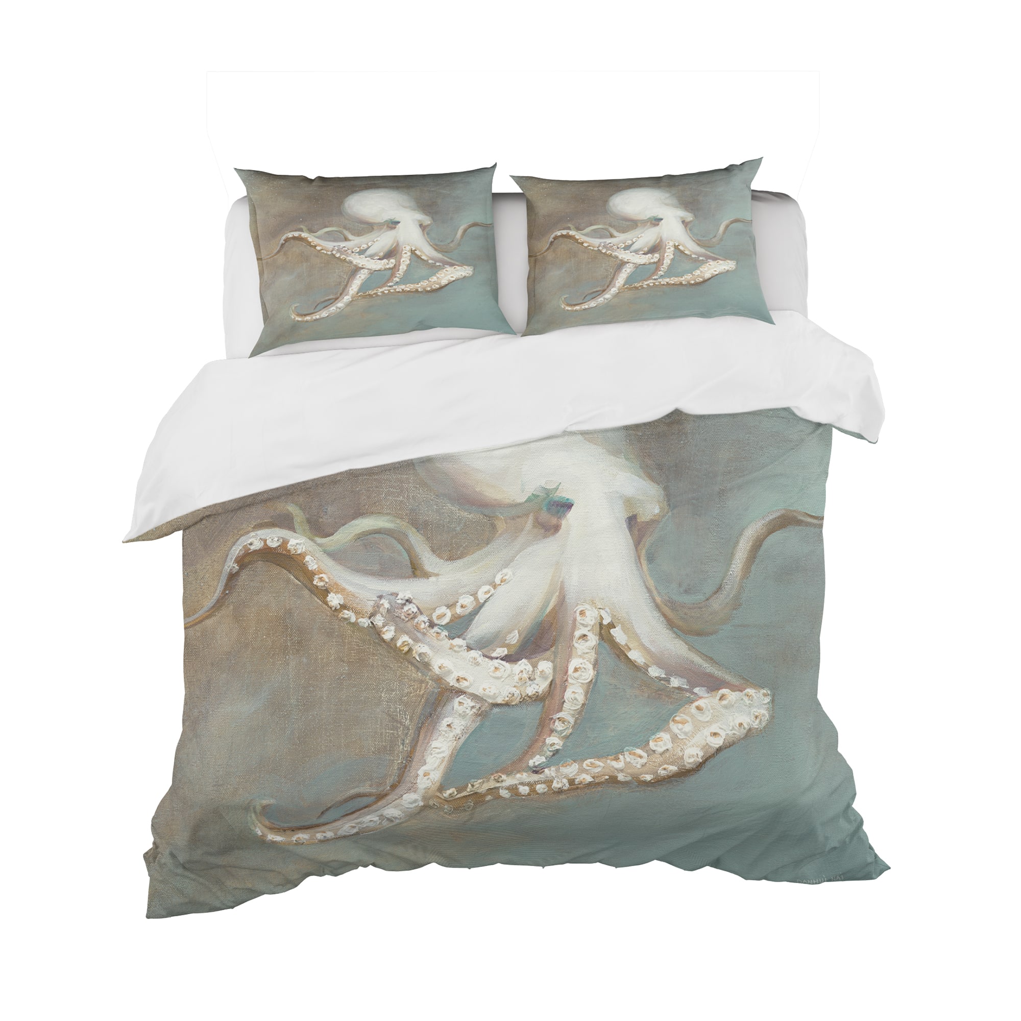 Designart &#x27;Octopus Treasures from the Sea&#x27; Coastal Bedding Set - Duvet Cover &#x26; Shams