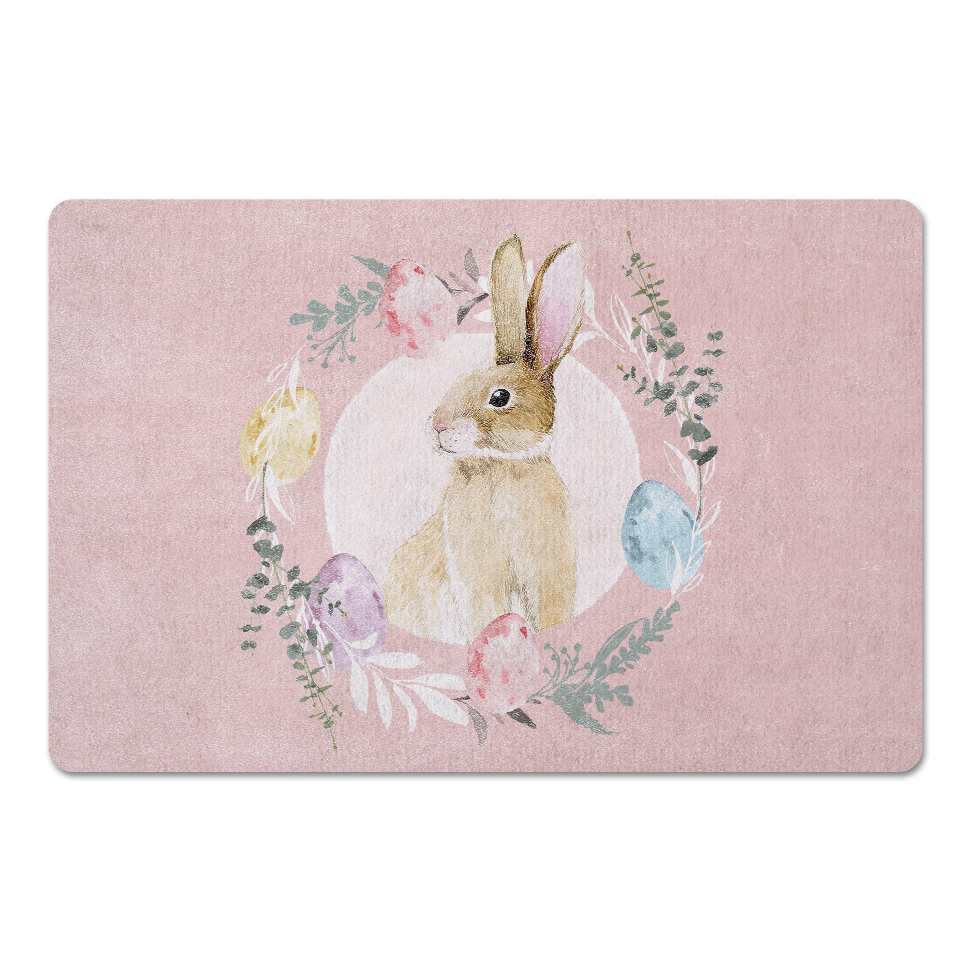Rabbit Easter Wreath 18&#x22; x 27&#x22; Floor Mat