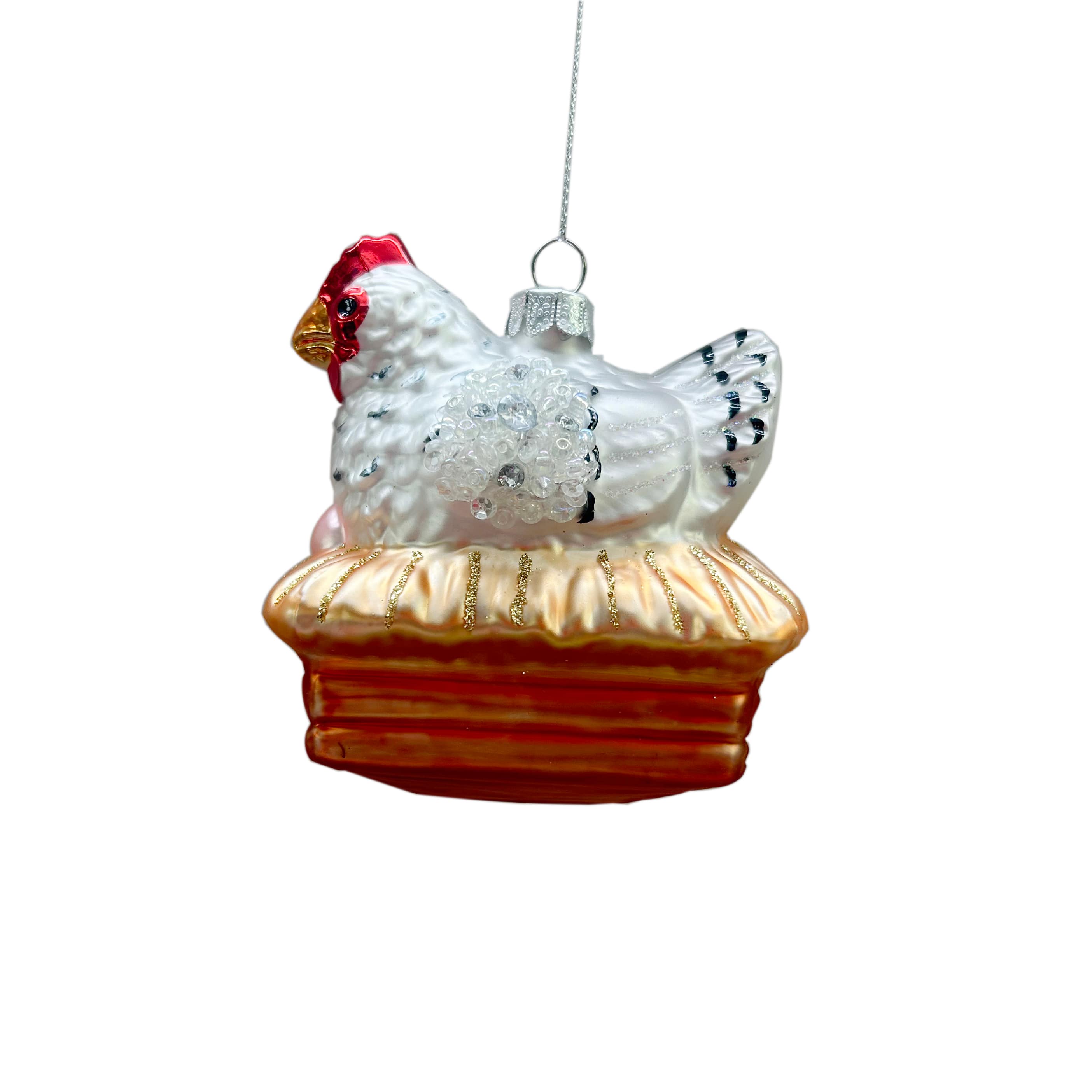 4.25&#x22; Hen on Eggs Glass Ornament by Ashland&#xAE;