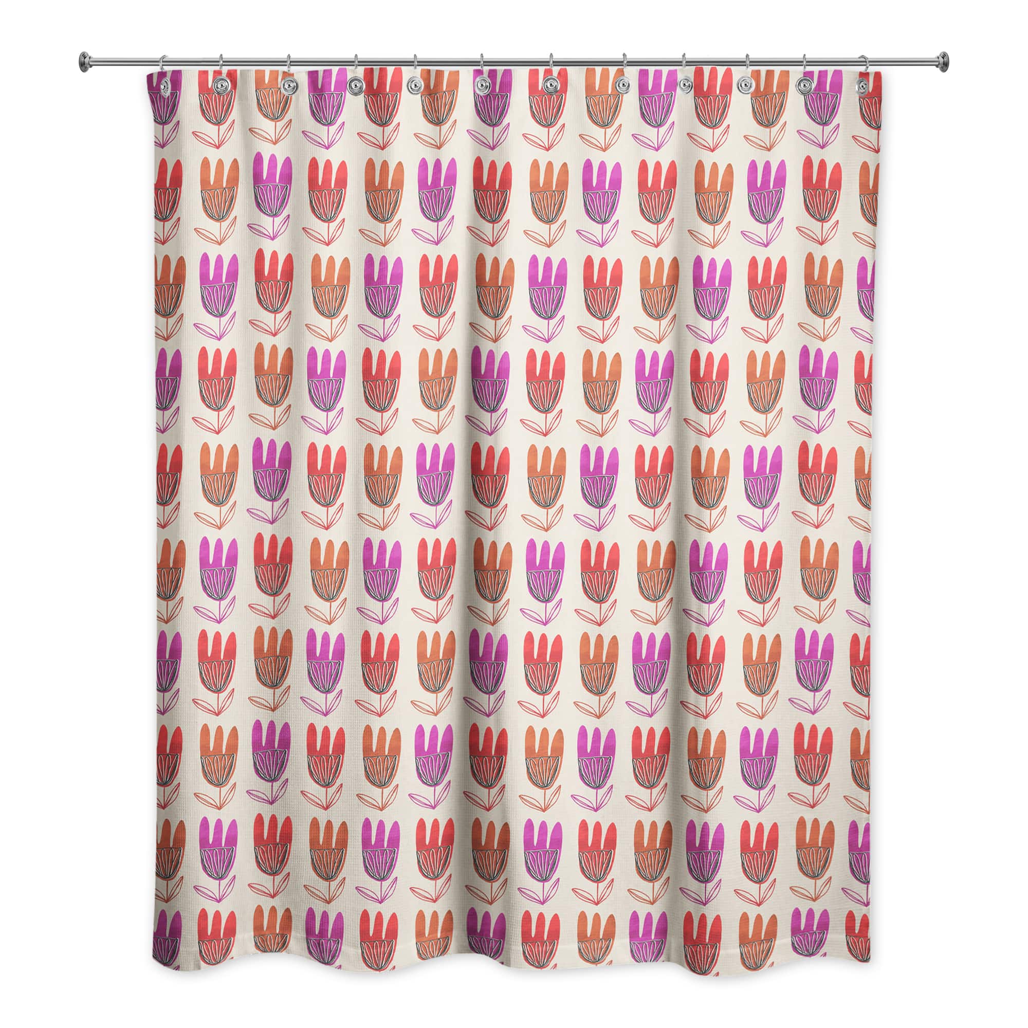 Modern Floral Pattern 71&#x22; x 74&#x22; Shower Curtain