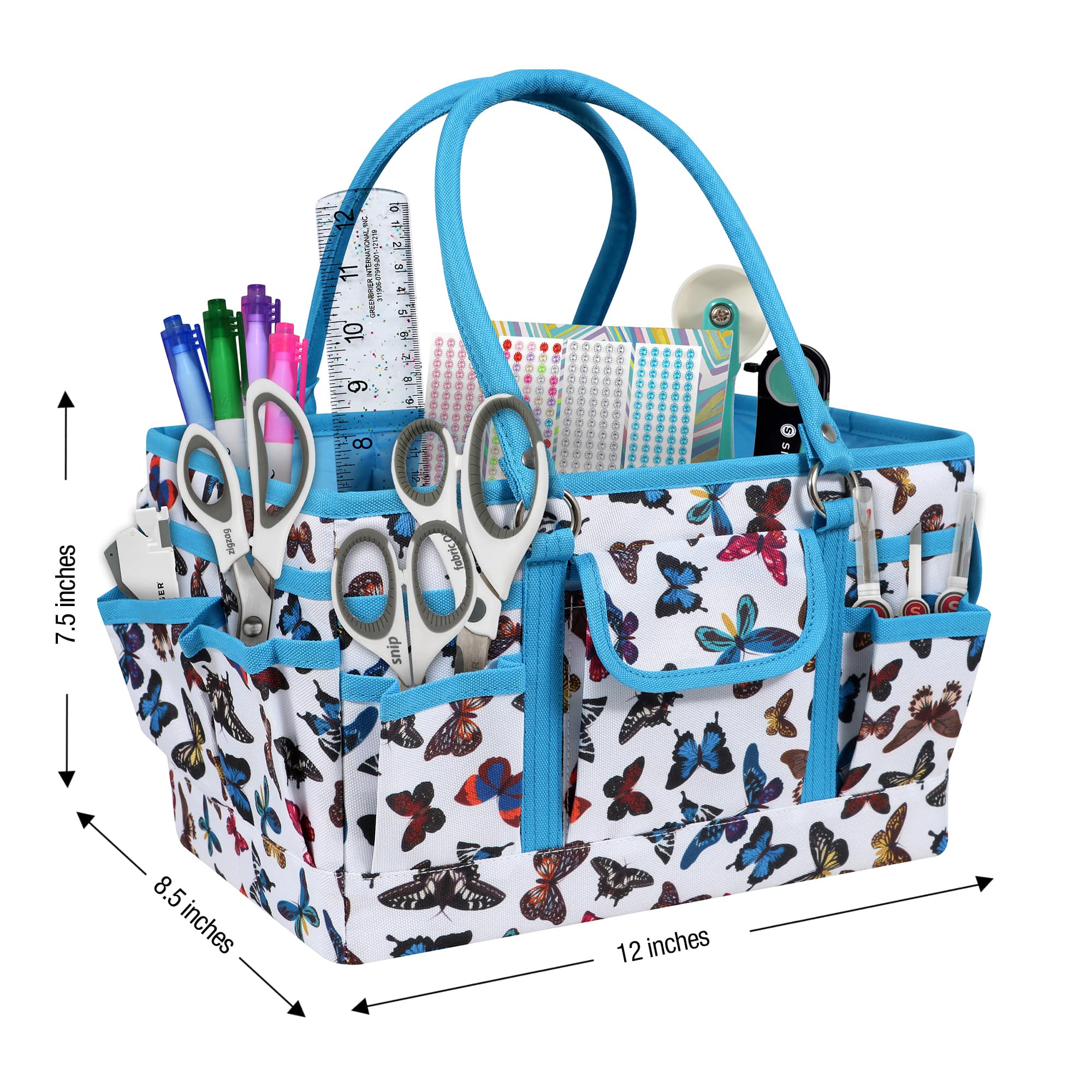 SINGER&#xAE; Butterfly Print Collapsible Sewing Storage Tote Caddy