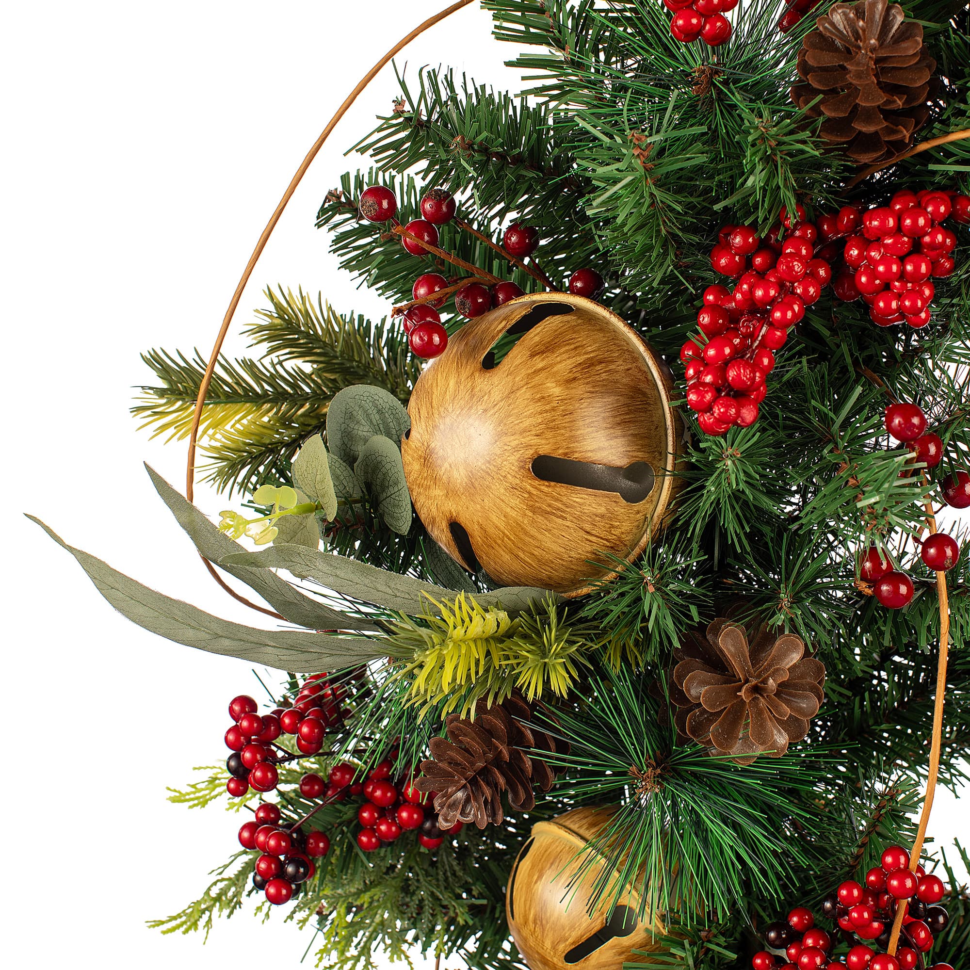 26" Holiday Bell, Pine & Red Berry Wreath by Ashland®