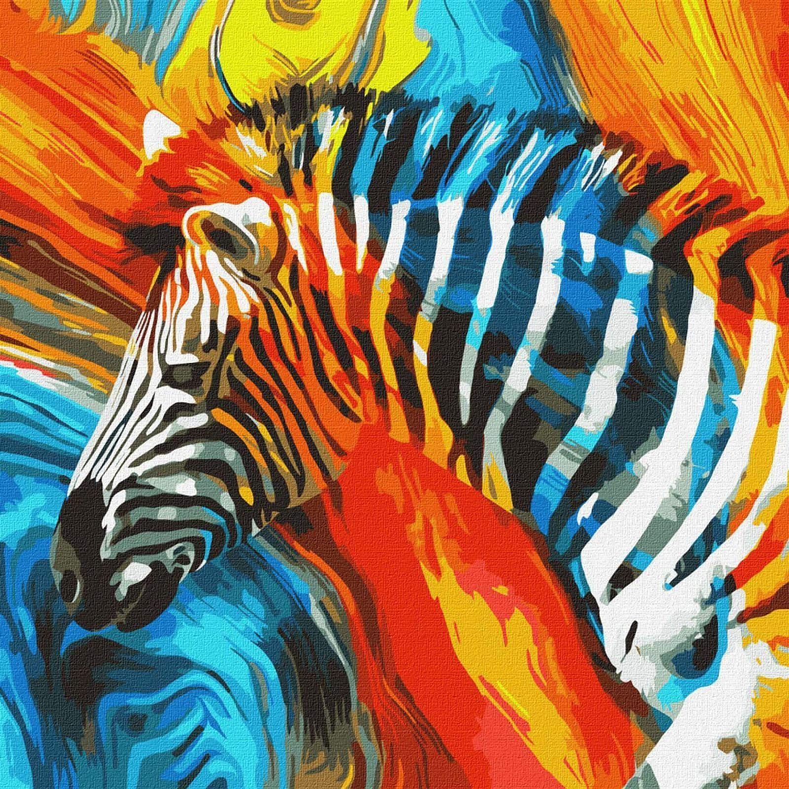 Colored Zebra Painting by Numbers Kit