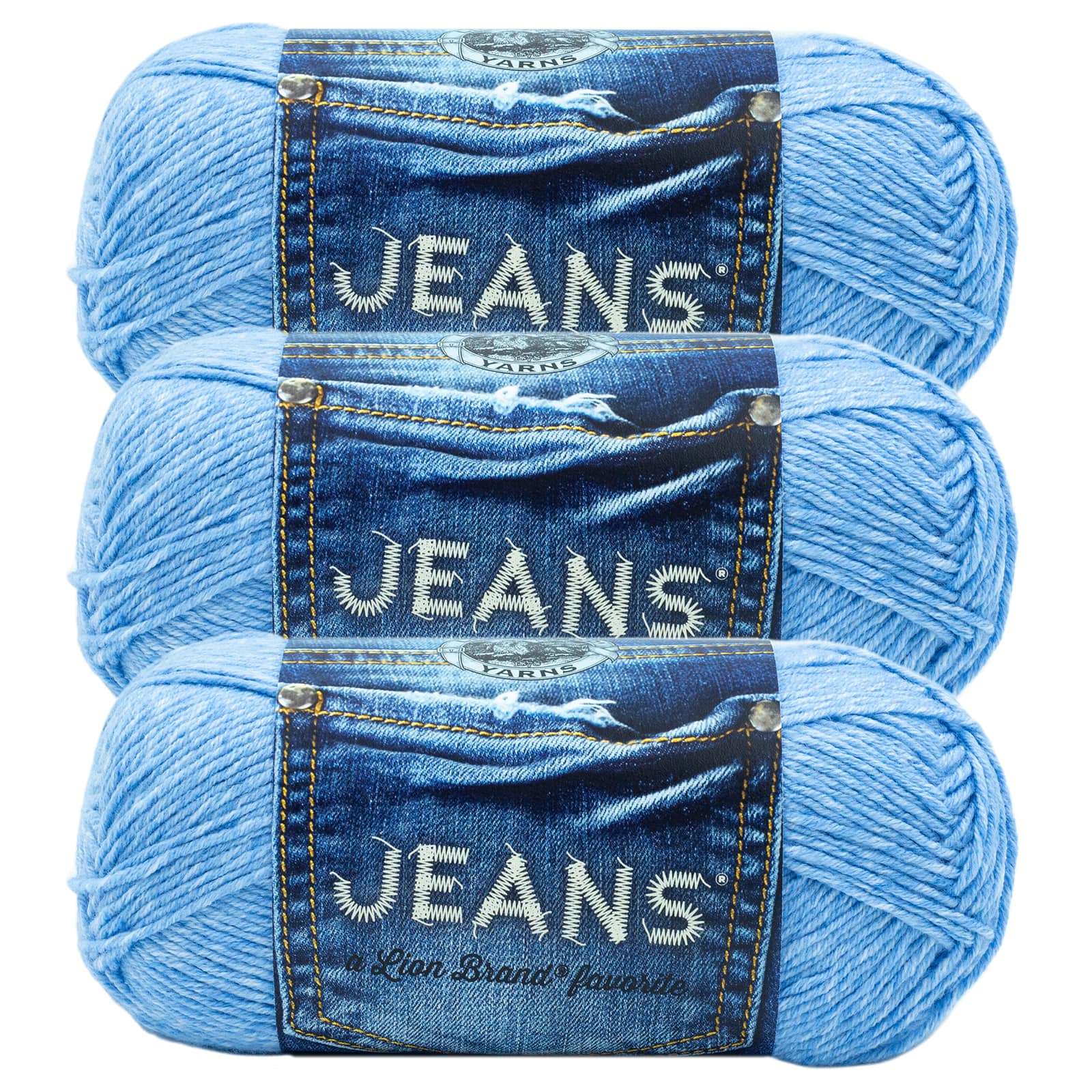 Lion Brand Yarn Ovillo de lana color jeans azul (Washington Denim), 1 cadejo