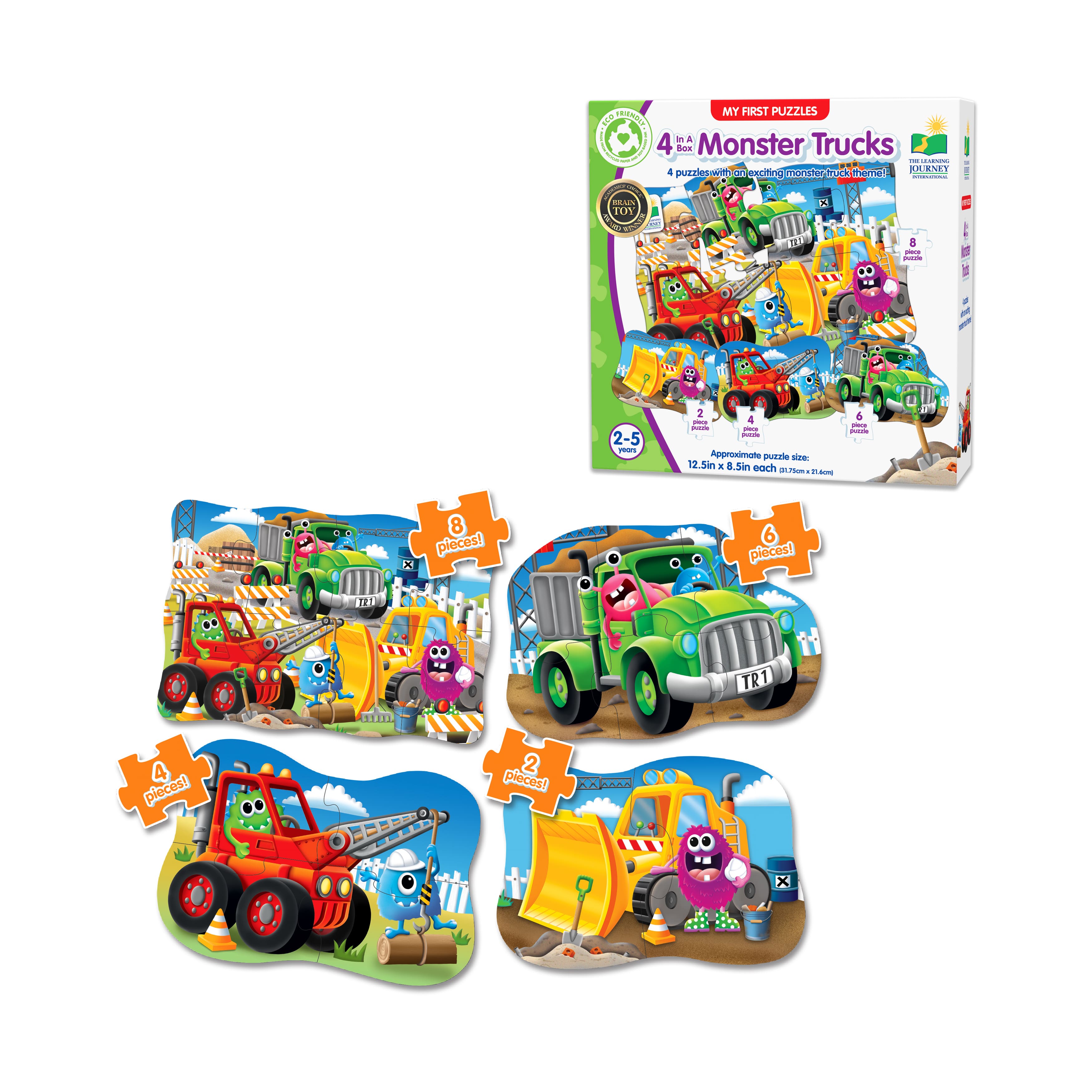 My First Puzzles - 4 In A Box - Monster Trucks: 20 Pcs