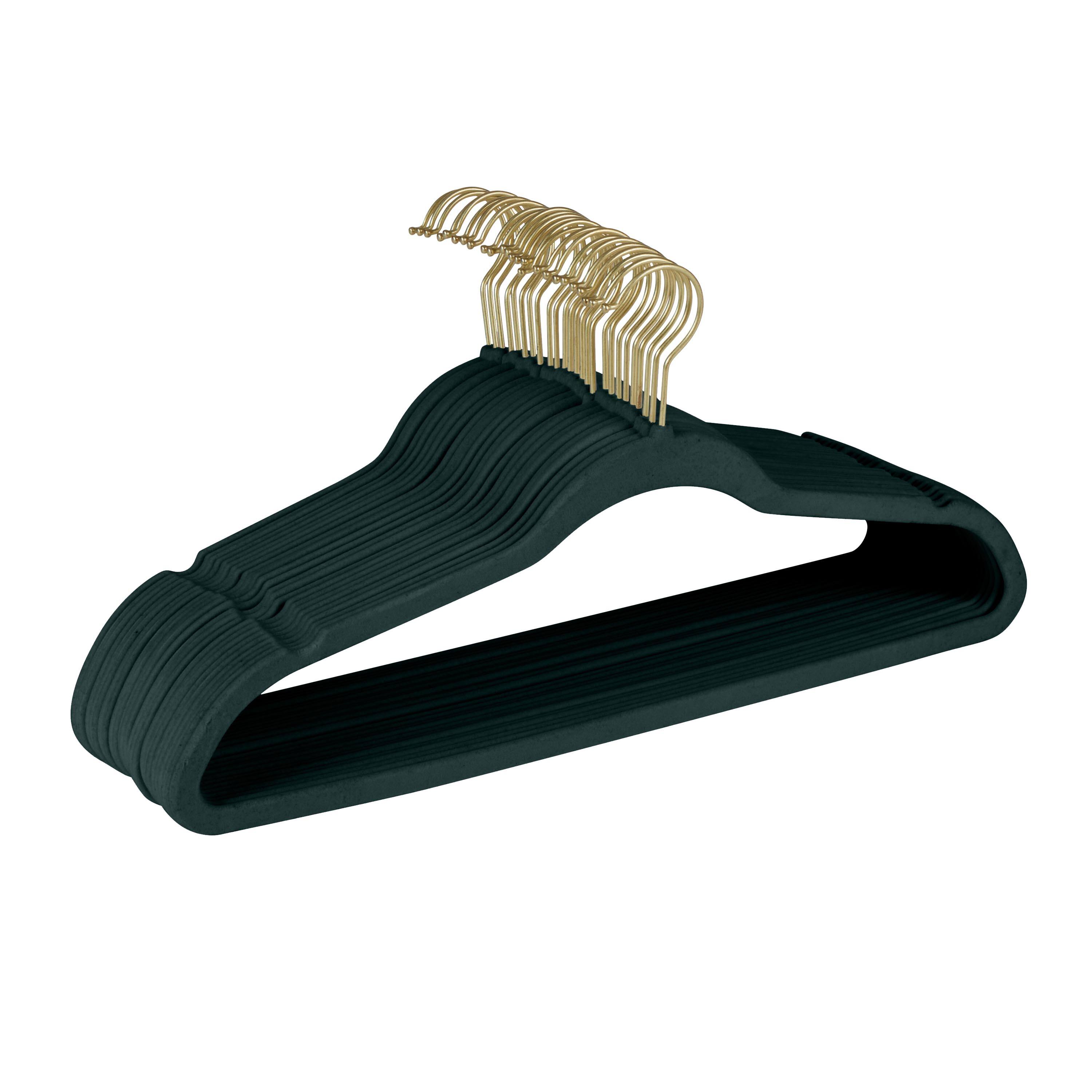 Simplify Slim Velvet Gold Hook Hangers, 25ct.