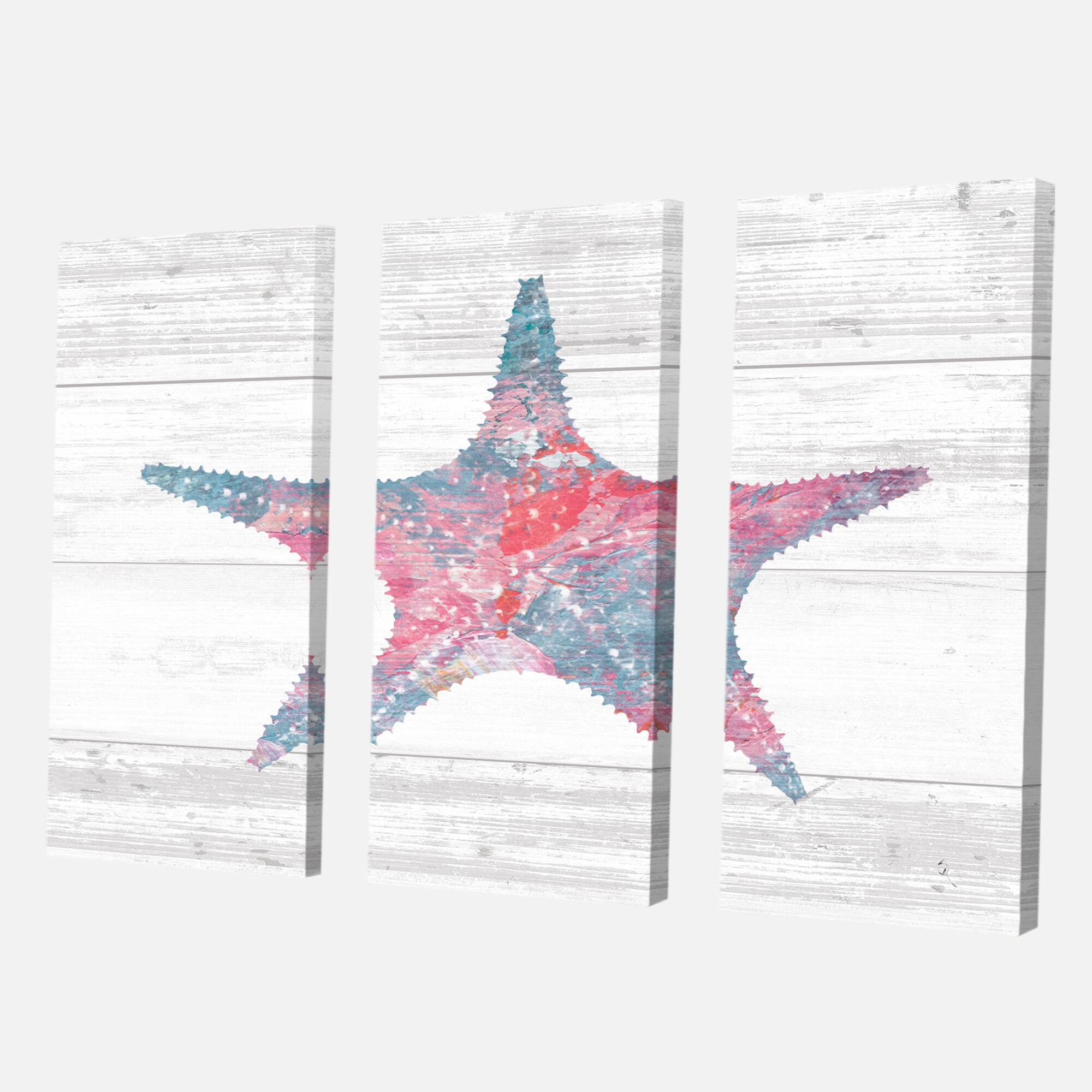 Designart - Pink Starfish Ocean Life - Nautical & Coastal Canvas Art