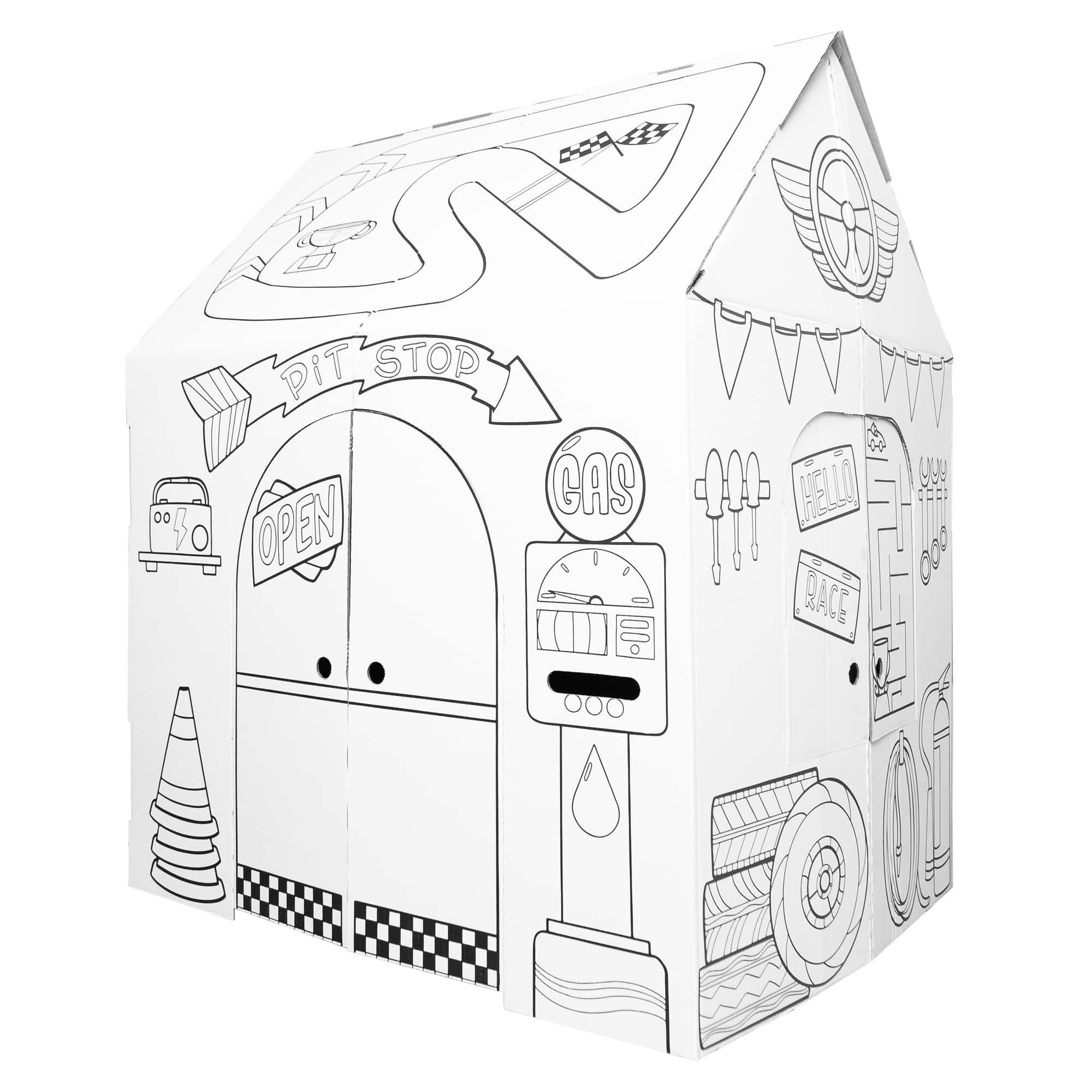 Easy Playhouse Pit Stop Garage Cardboard Playhouse