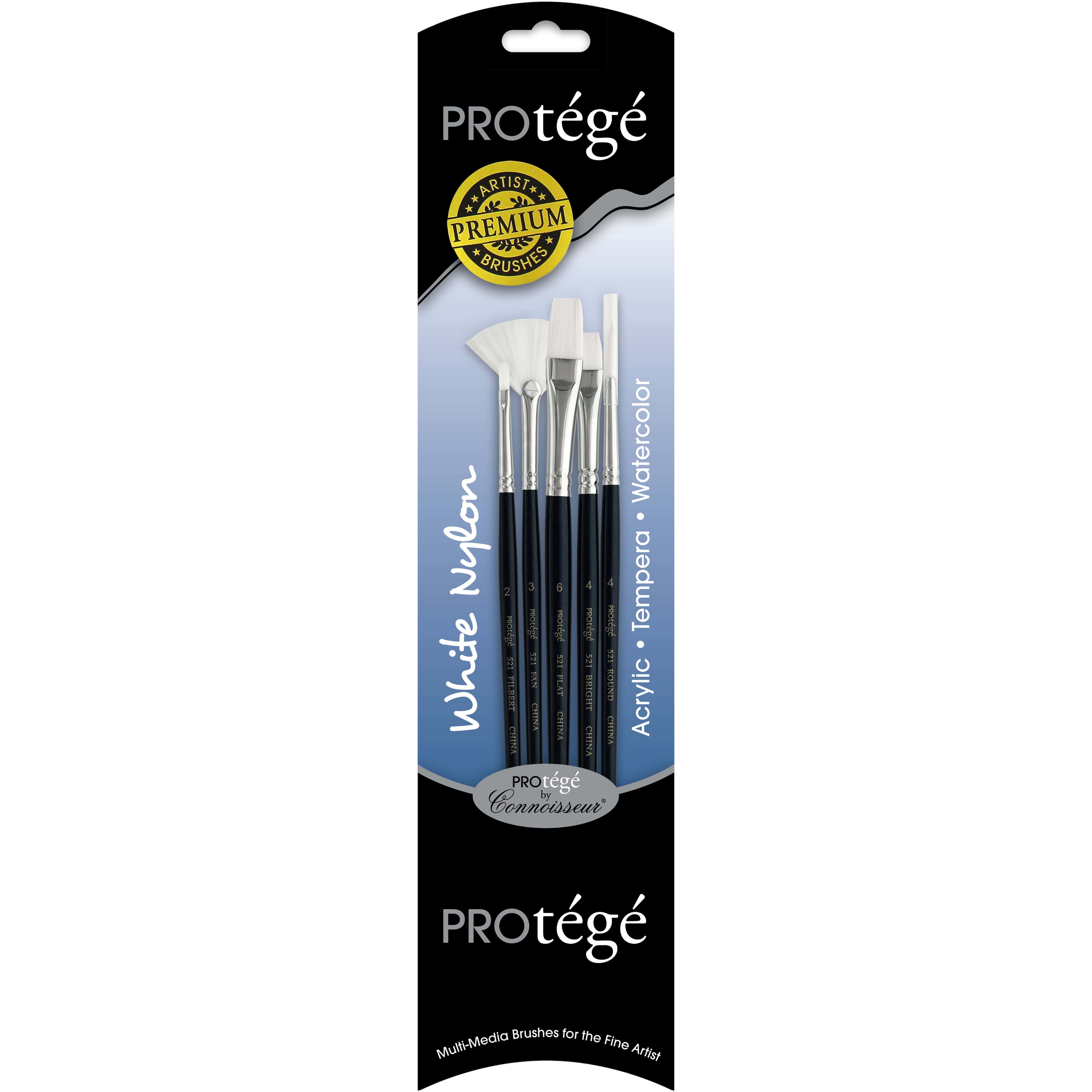 Prot&#xE9;g&#xE9; White Nylon Short Handle 5 Piece Brush Set