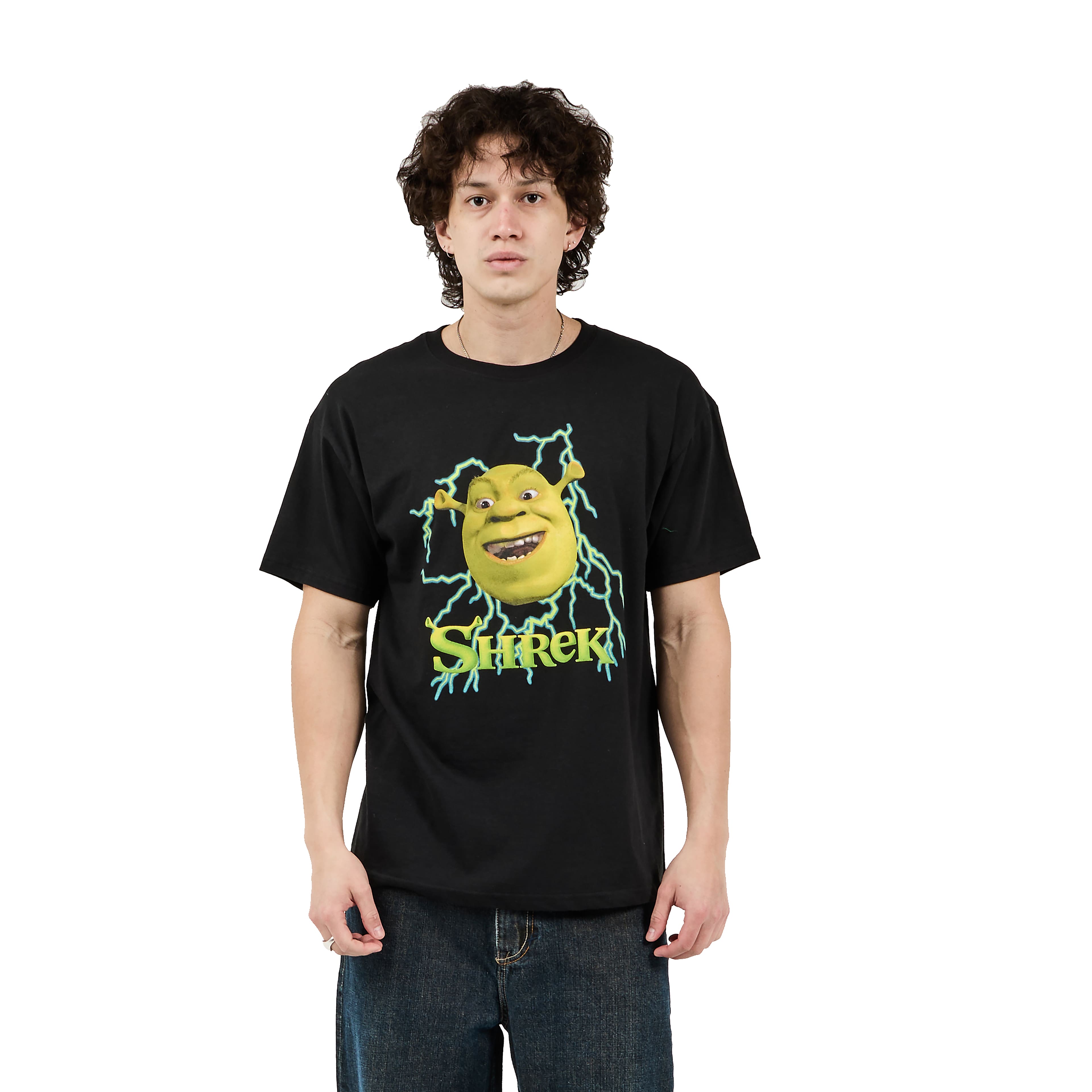 Black Shrek Lightning Graphic Unisex Adult T-Shirt