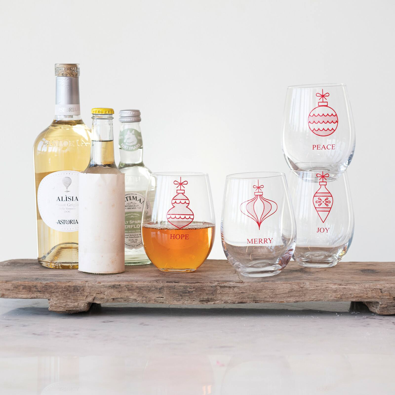 Hello Honey® 18oz. Ornament Stemless Wine Glass Set