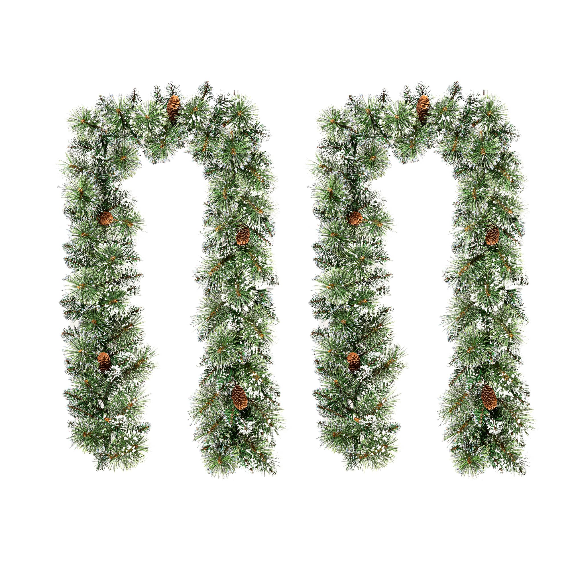 Glitzhome® 6ft. Pre-Lit Frosted Greenery Pinecones Christmas Garlands with Timers, 2ct.