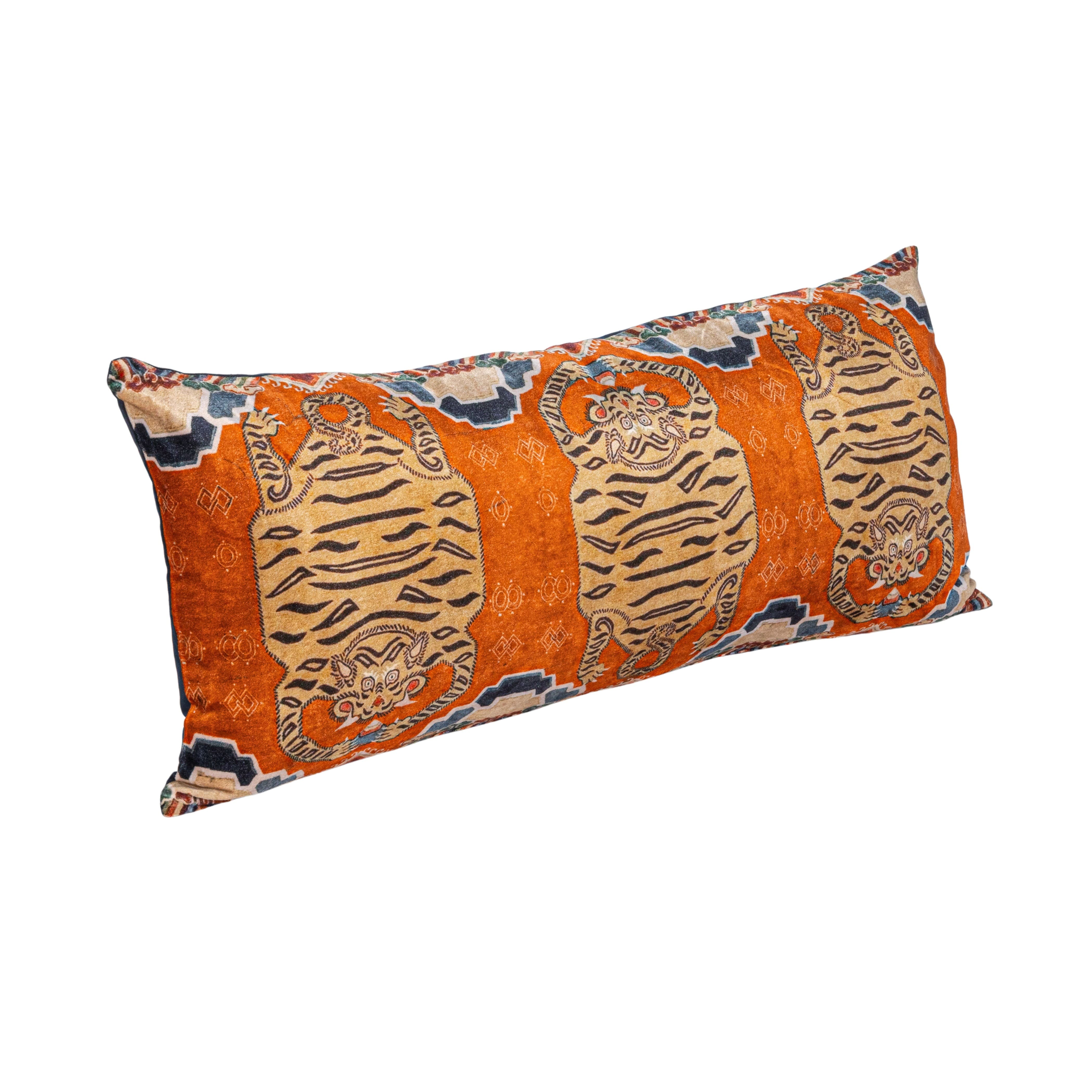 Hello Honey&#xAE; 32&#x22; Multicolor Tiger Pattern Cotton Velvet Lumbar Pillow