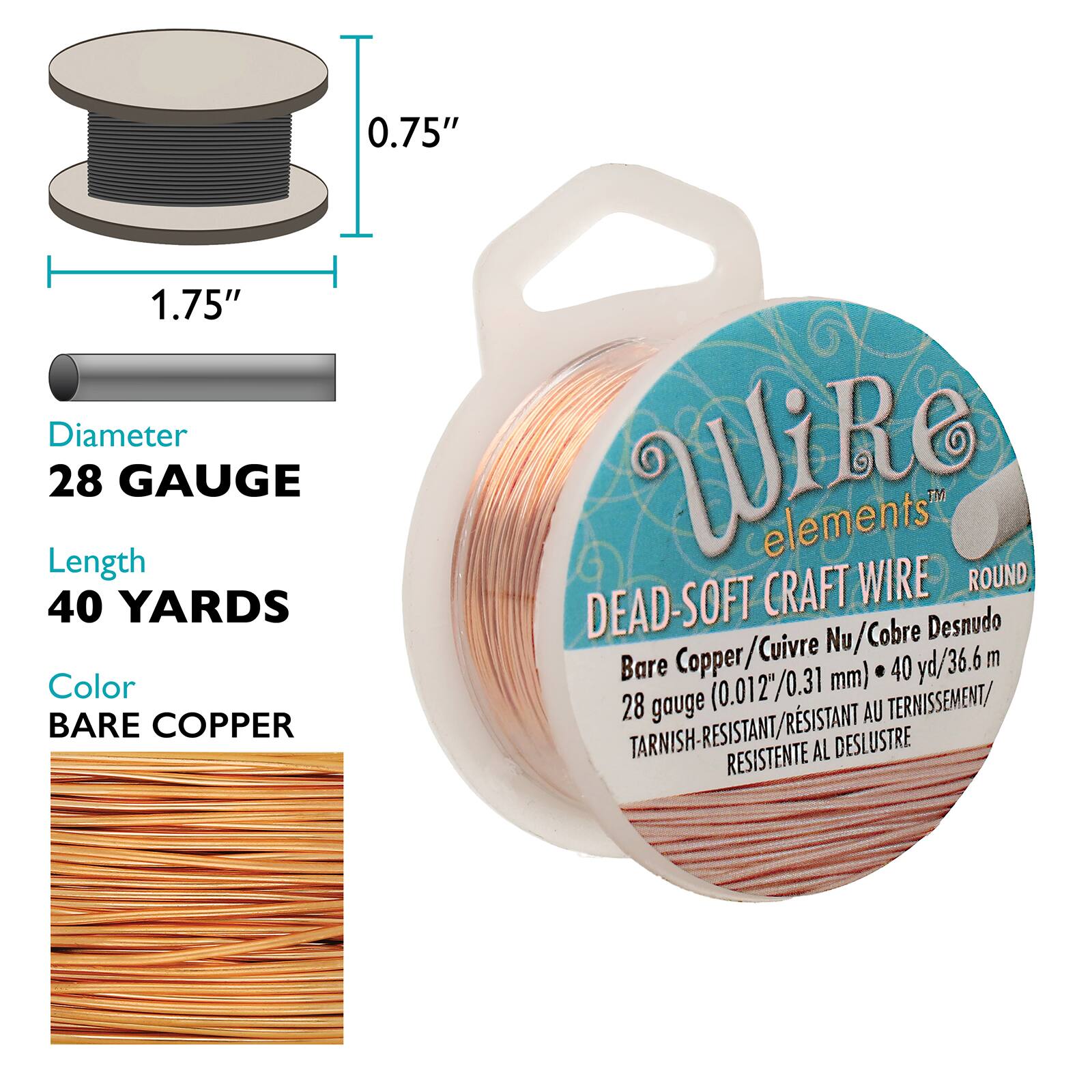 The Beadsmith&#xAE; Wire Elements&#x2122; 28 Gauge Tarnish Resistant Soft Temper Wire, 40yd.