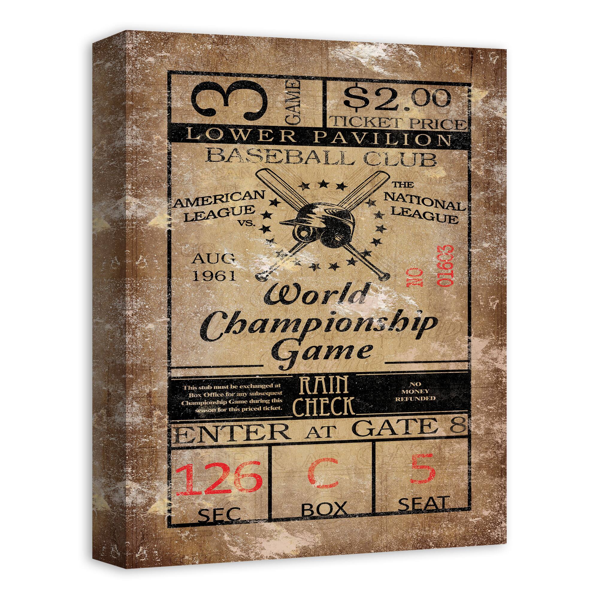 World Champ Game Ticket 12" x 16" Canvas Wall Art
