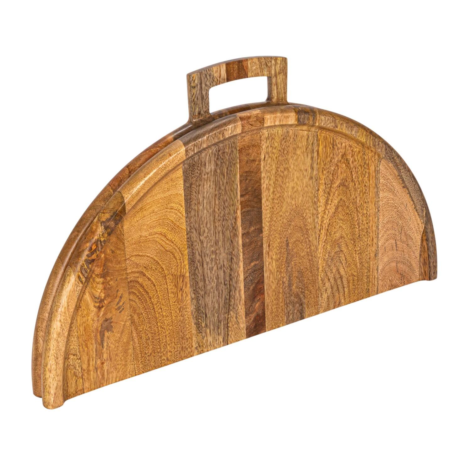 Hello Honey&#xAE; 26&#x22; Natural &#x26; Gold Round Mango Wood Folding Cheese &#x26; Serving Board