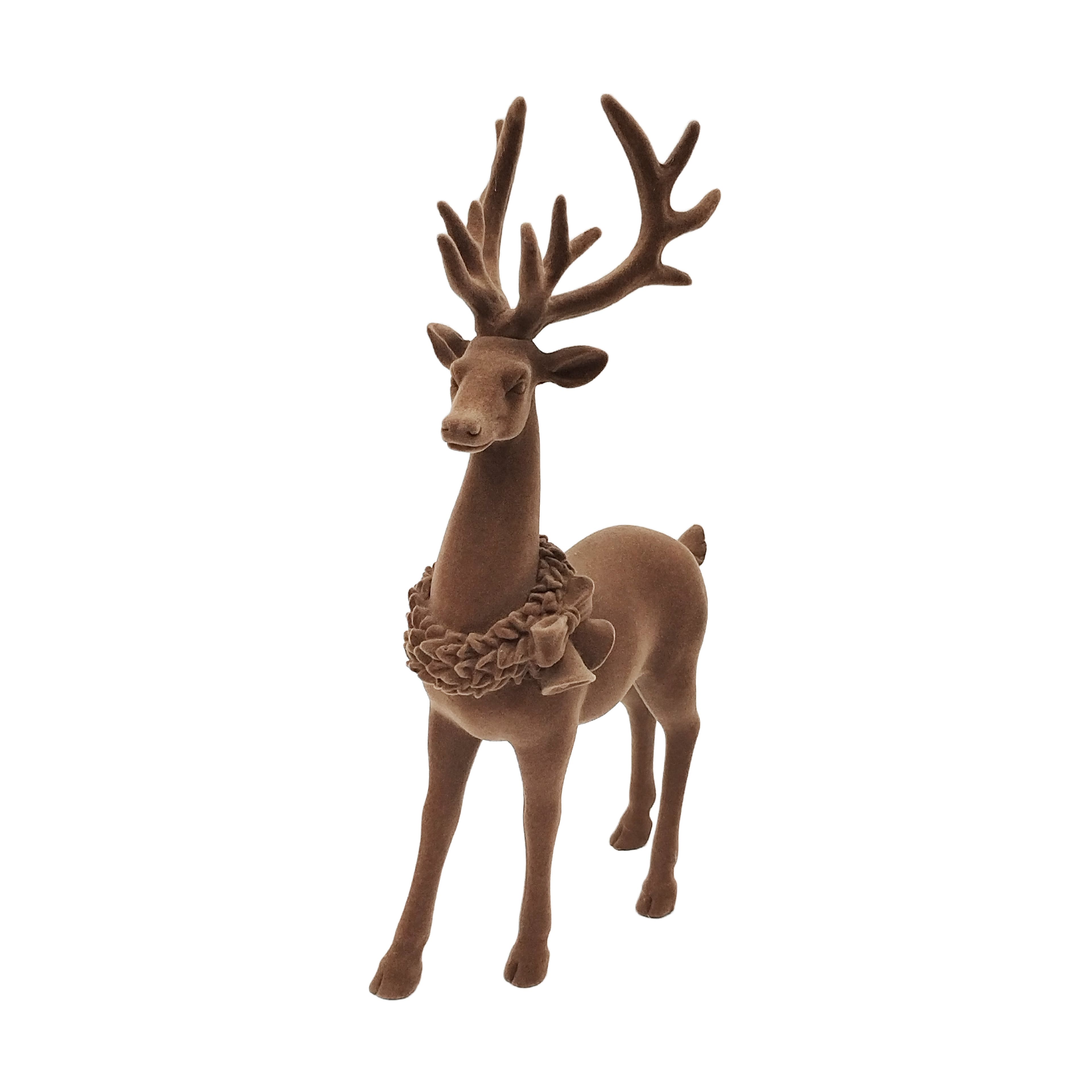 12.75&#x22; Flocked Standing Deer D&#xE9;cor by Ashland&#xAE;