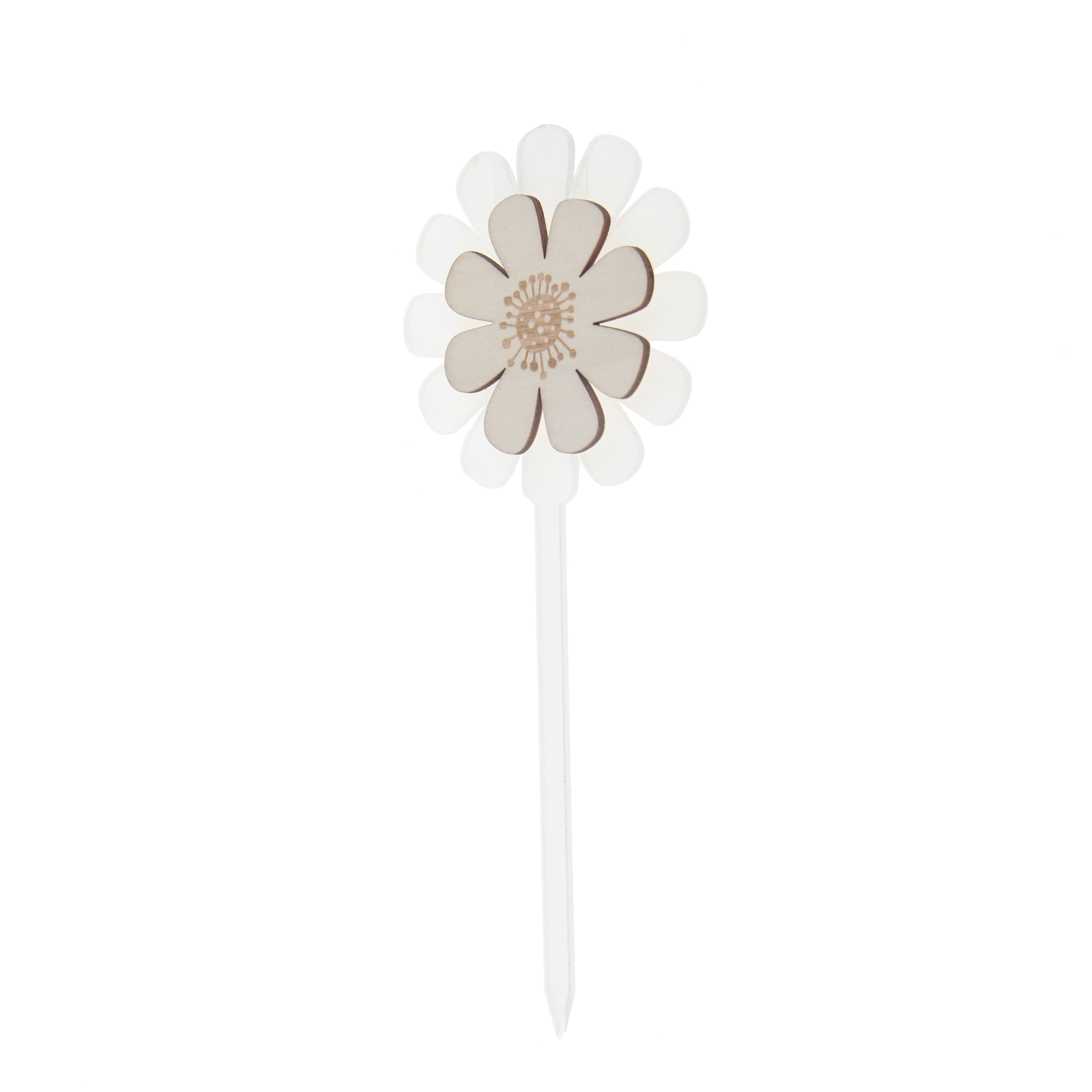 7.5&#x22; Unfinished Plywood &#x26; Acrylic Flower Plant Pick by Make Market&#xAE;