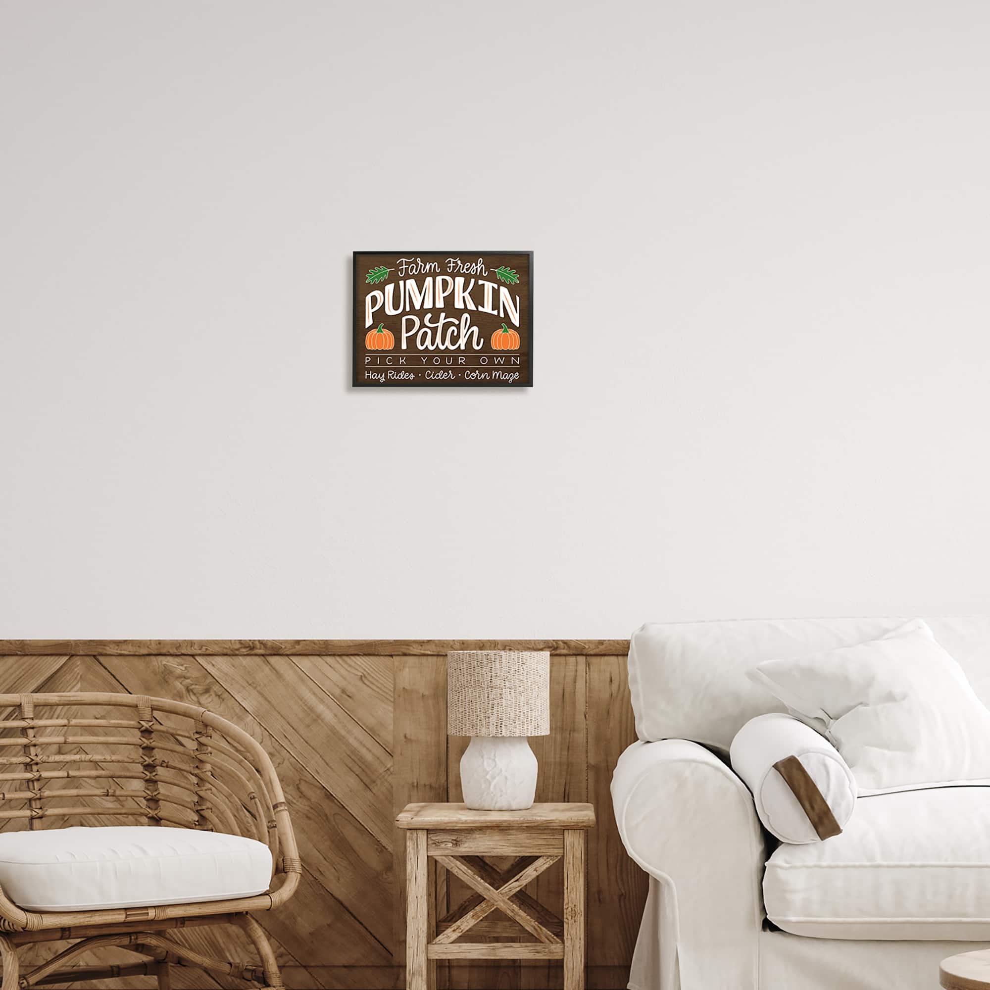 Stupell Industries Farm Fresh Pumpkin Patch Sign Framed Giclee Art