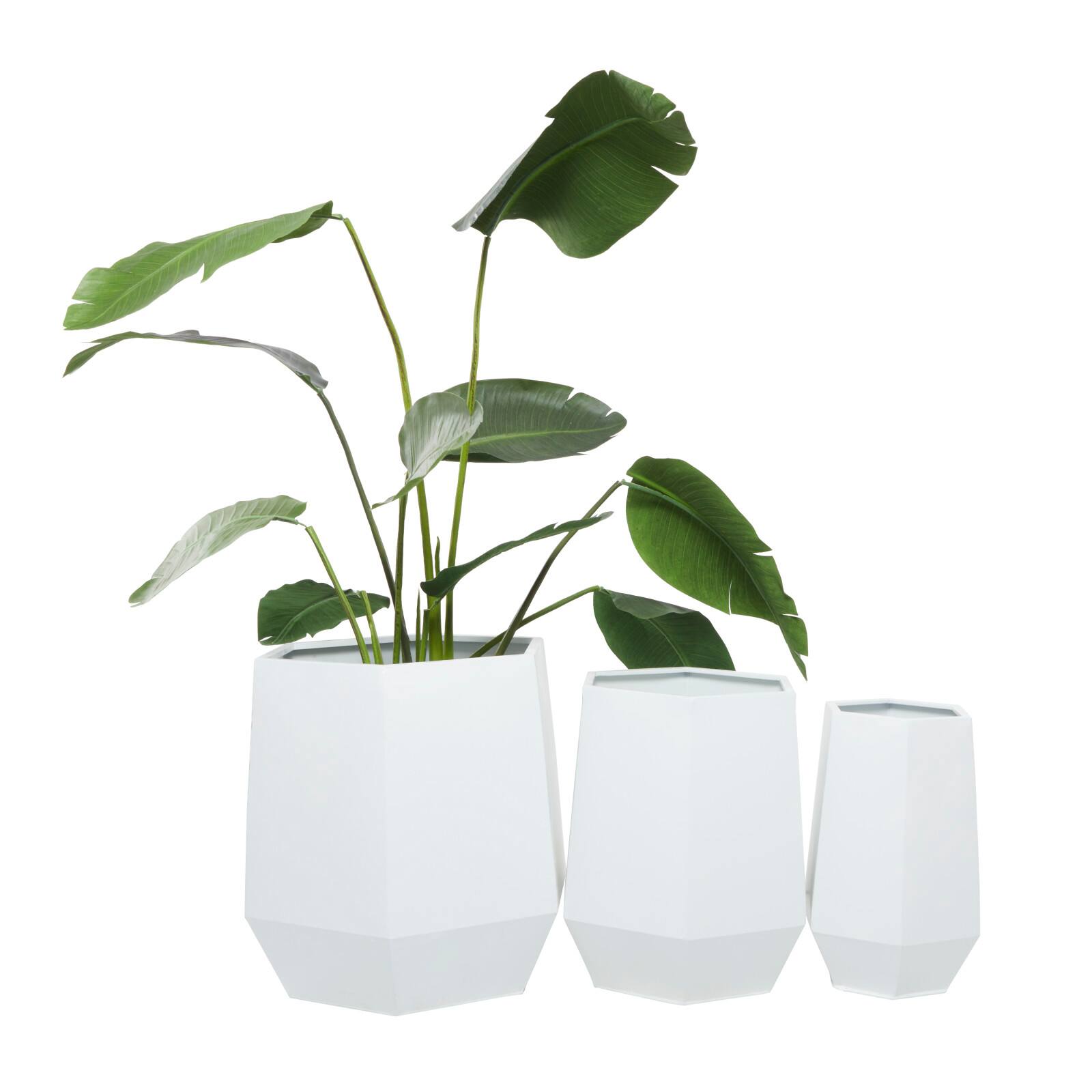 White Modern Planter, Set of 3" 20", 16", 10"