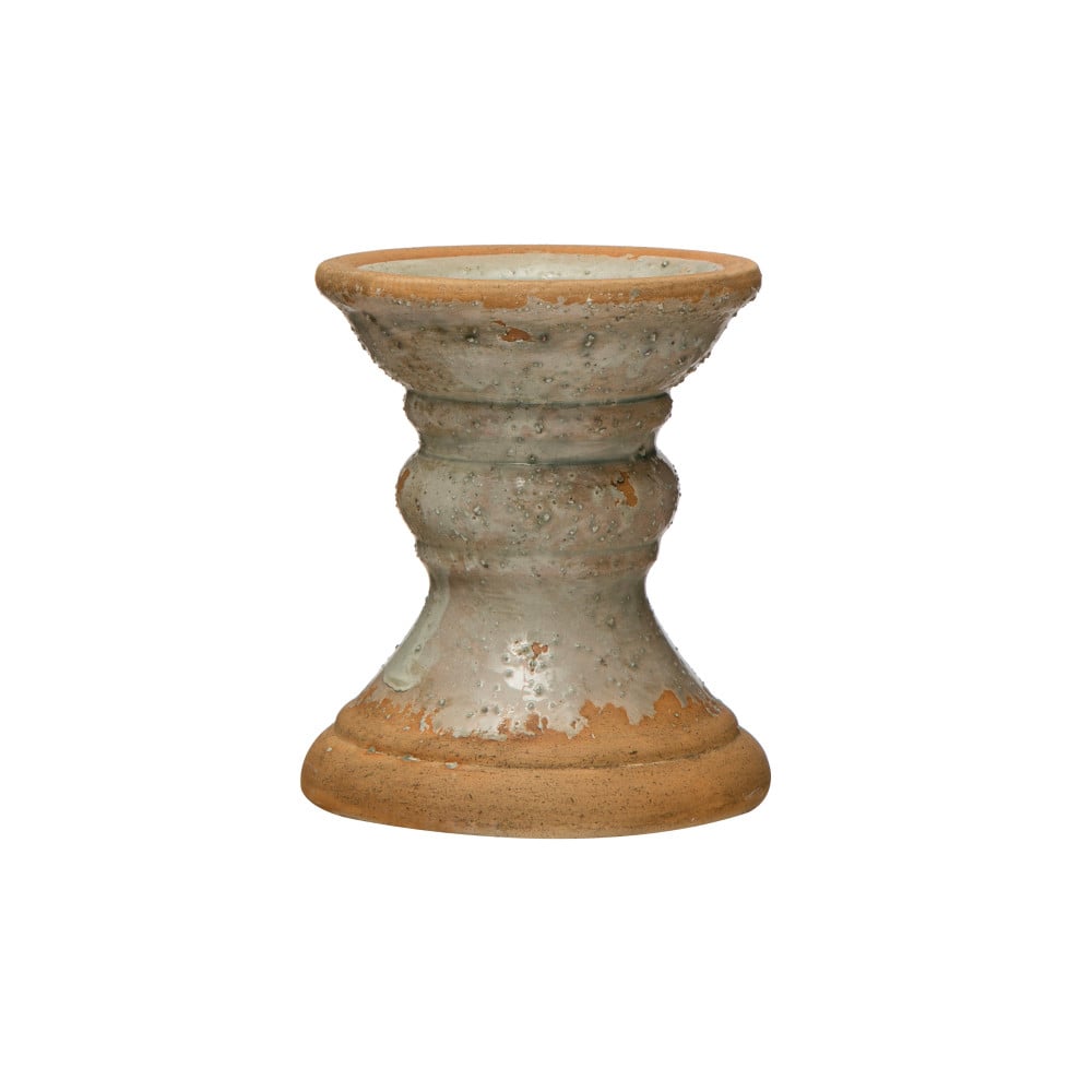 Distressed Gray Coastal 2-Tone Terracotta Pillar Candle Holder | Michaels